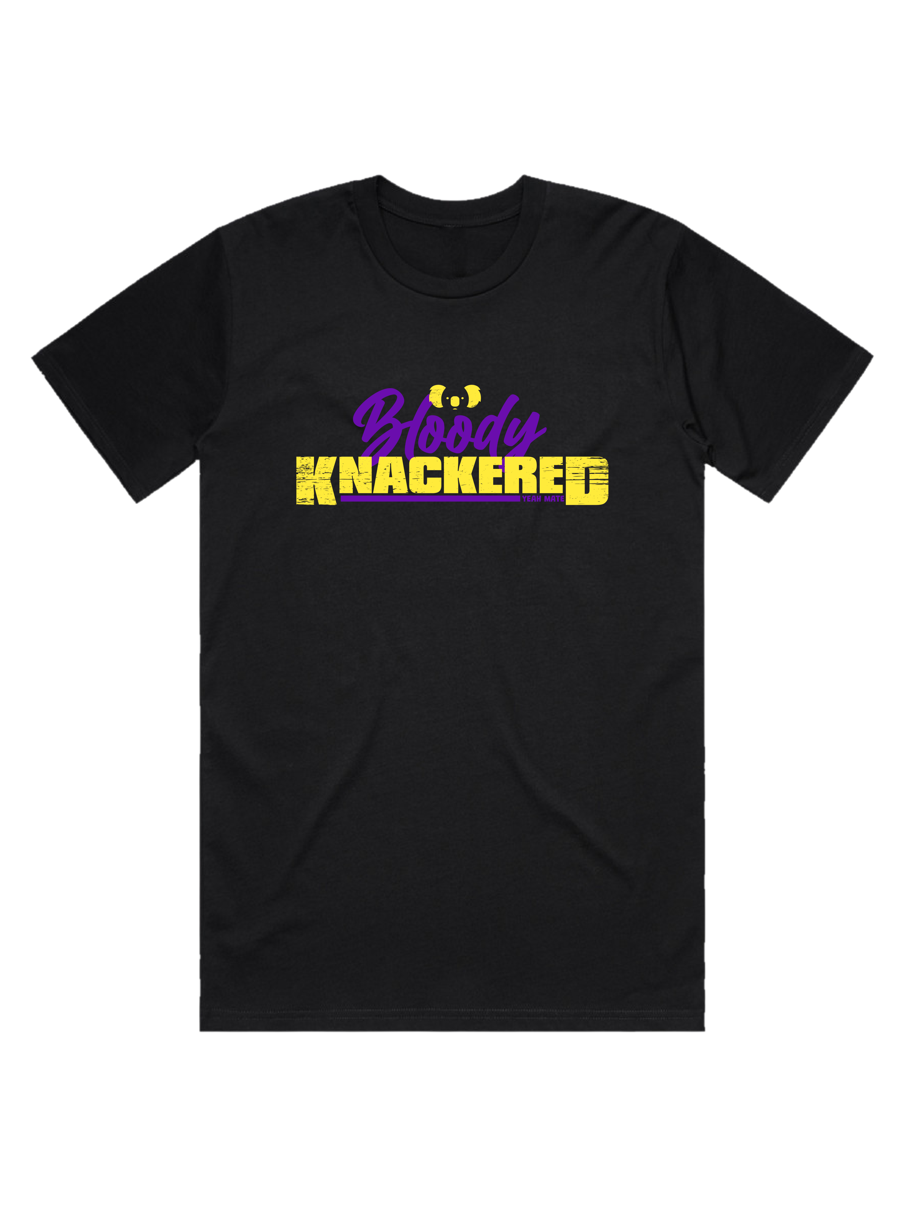 Premium Cotton Graphic T-shirt - Men's Fit - Bloody Knackered™ - Black - Yeah Mate Freestyle™ Clothing