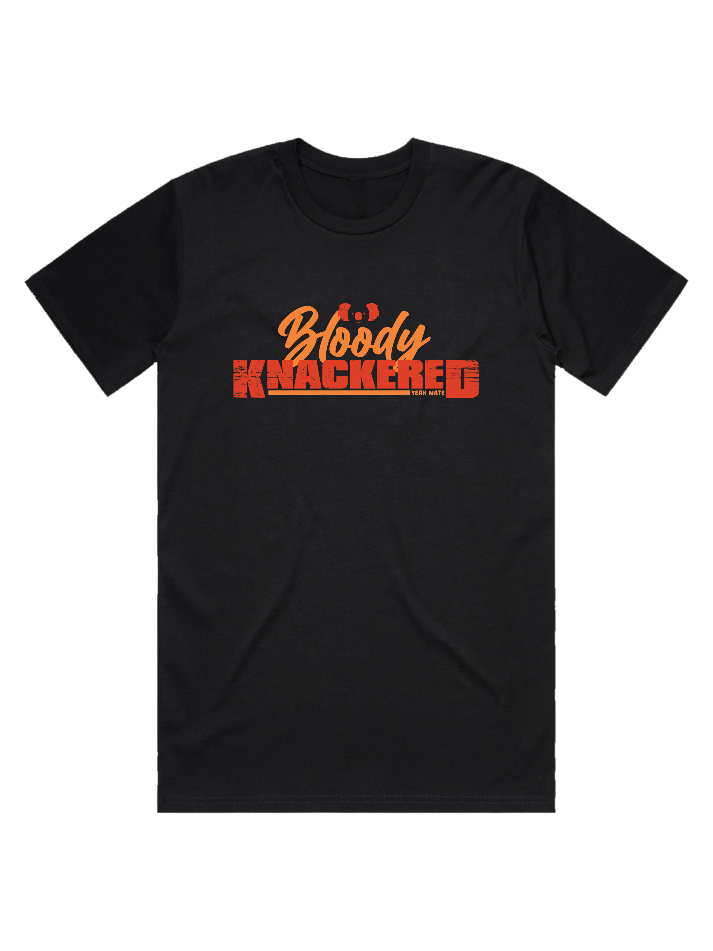 Premium Cotton Graphic T-shirt - Men's Fit - Bloody Knackered™ - Black - Yeah Mate Freestyle™ Clothing 1