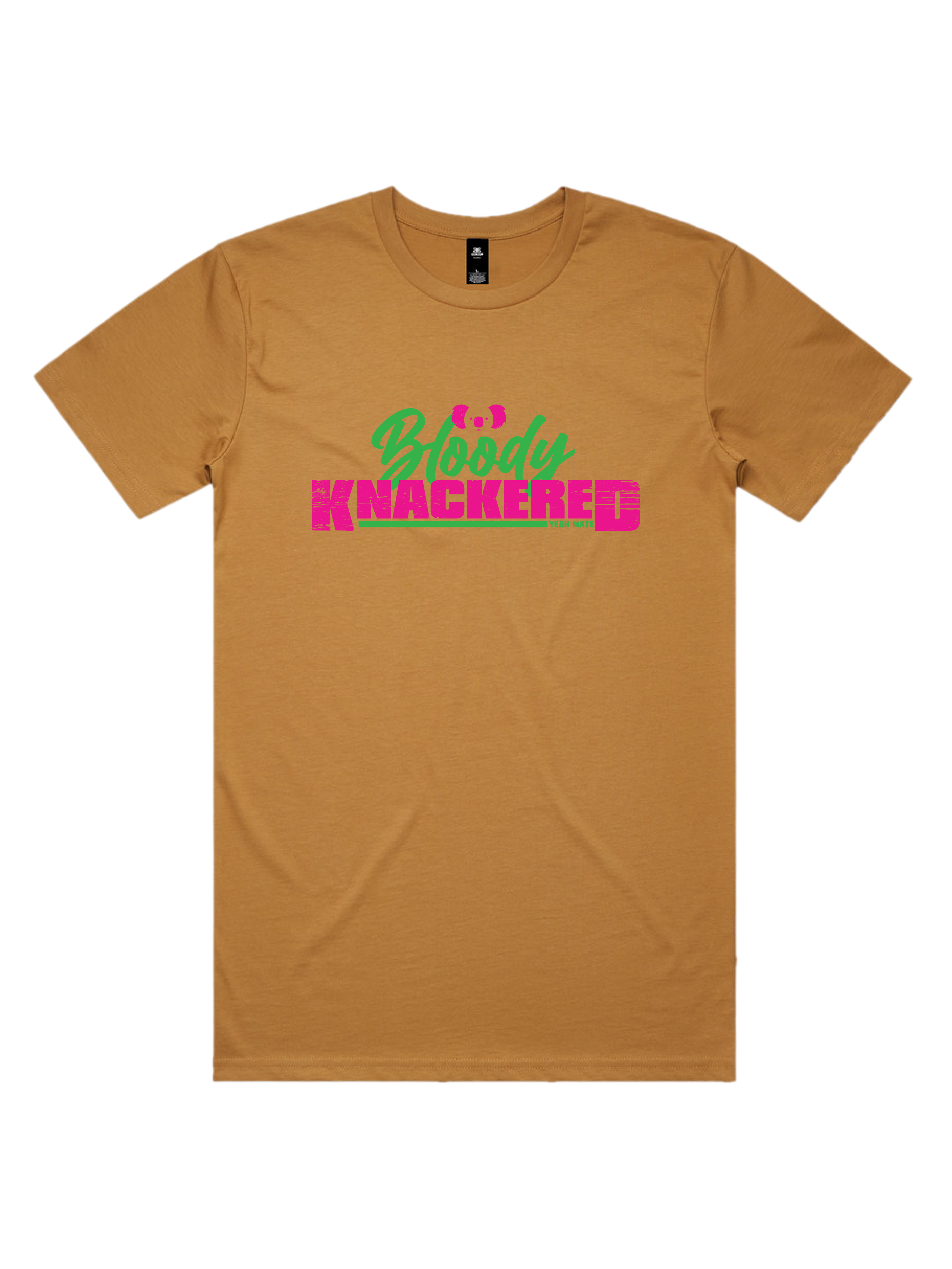 Premium Cotton Graphic T-shirt - Men's Fit - Bloody Knackered™ - Camel - Yeah Mate Freestyle™ Clothing 2