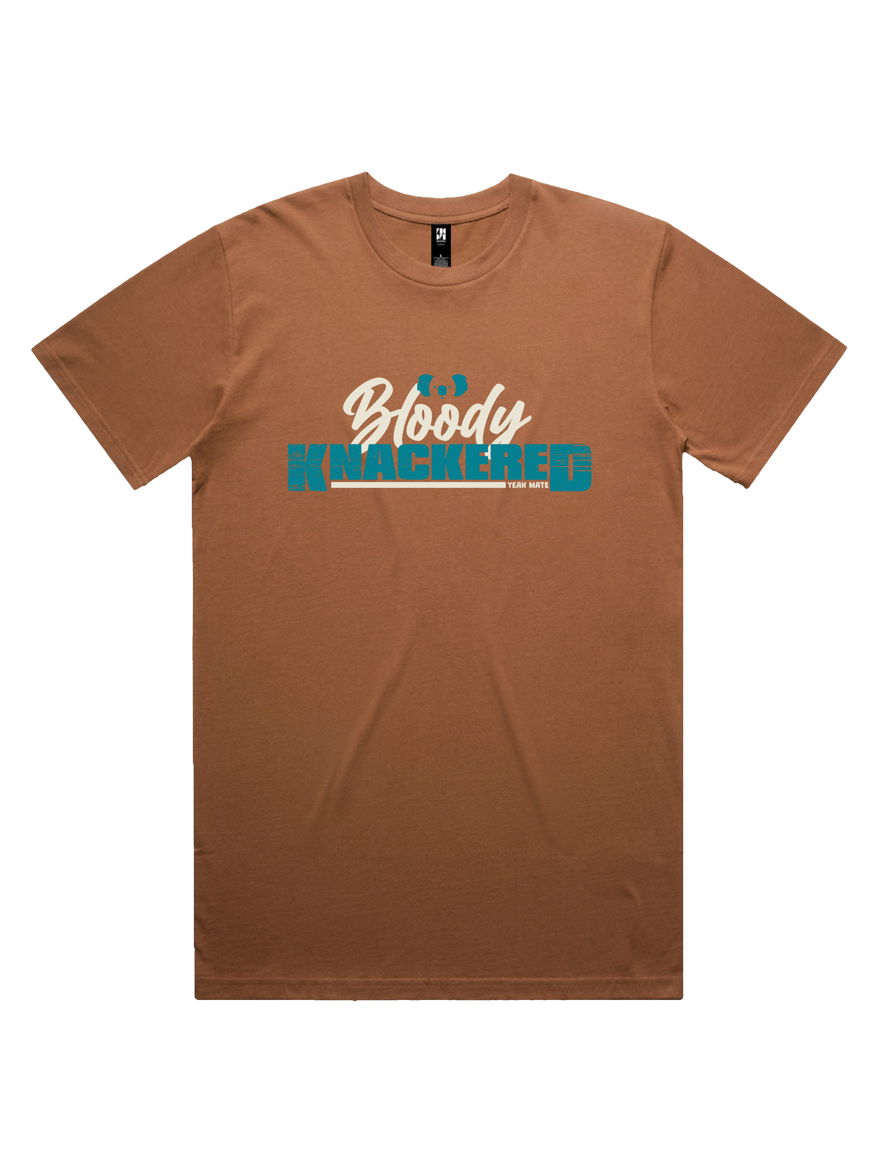 Premium Cotton Graphic T-shirt - Men's Fit - Bloody Knackered™ - Cocoa - Yeah Mate Freestyle™ Clothing