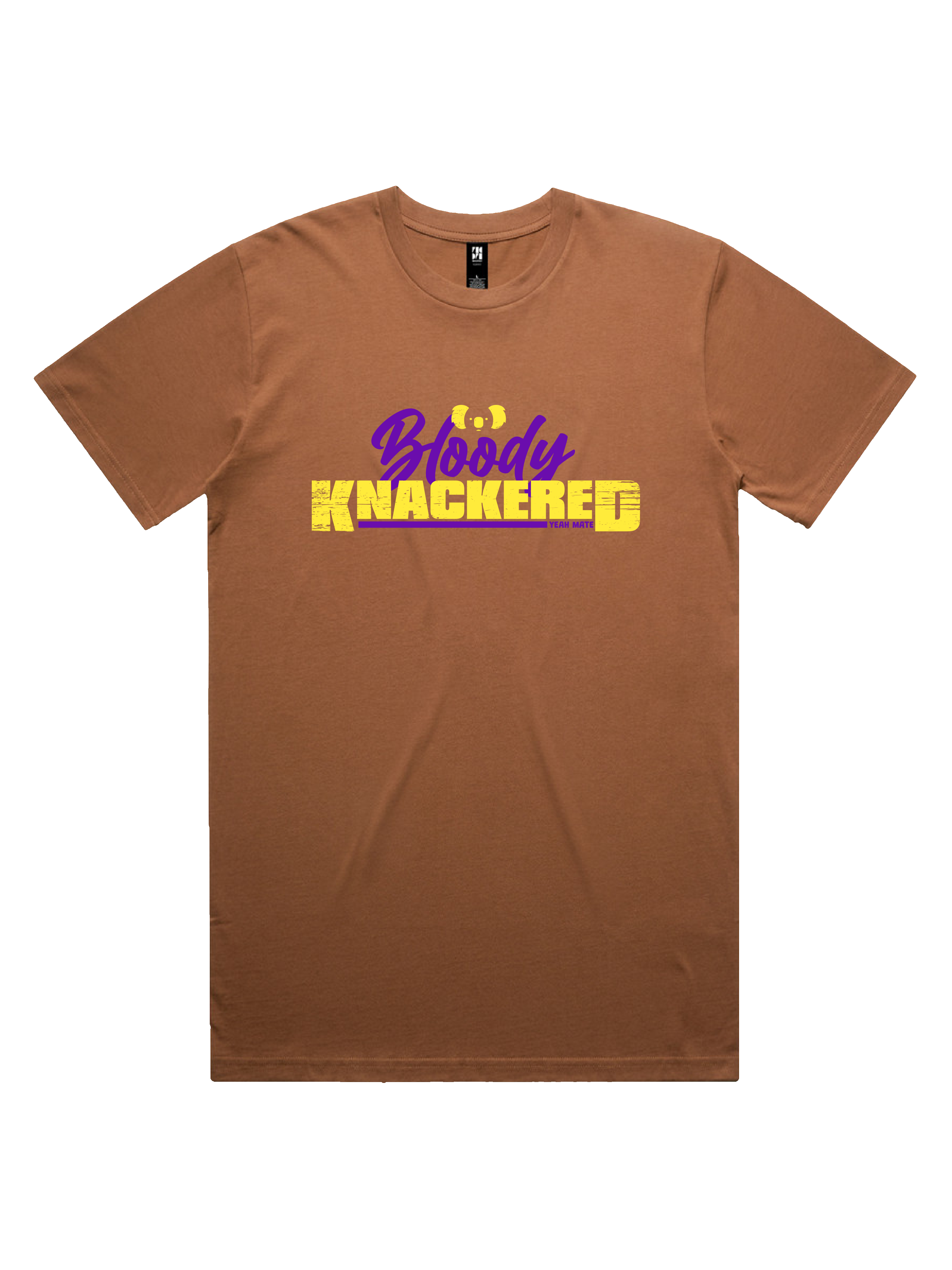 Premium Cotton Graphic T-shirt - Men's Fit - Bloody Knackered™ - Cocoa - Yeah Mate Freestyle™ Clothing 1