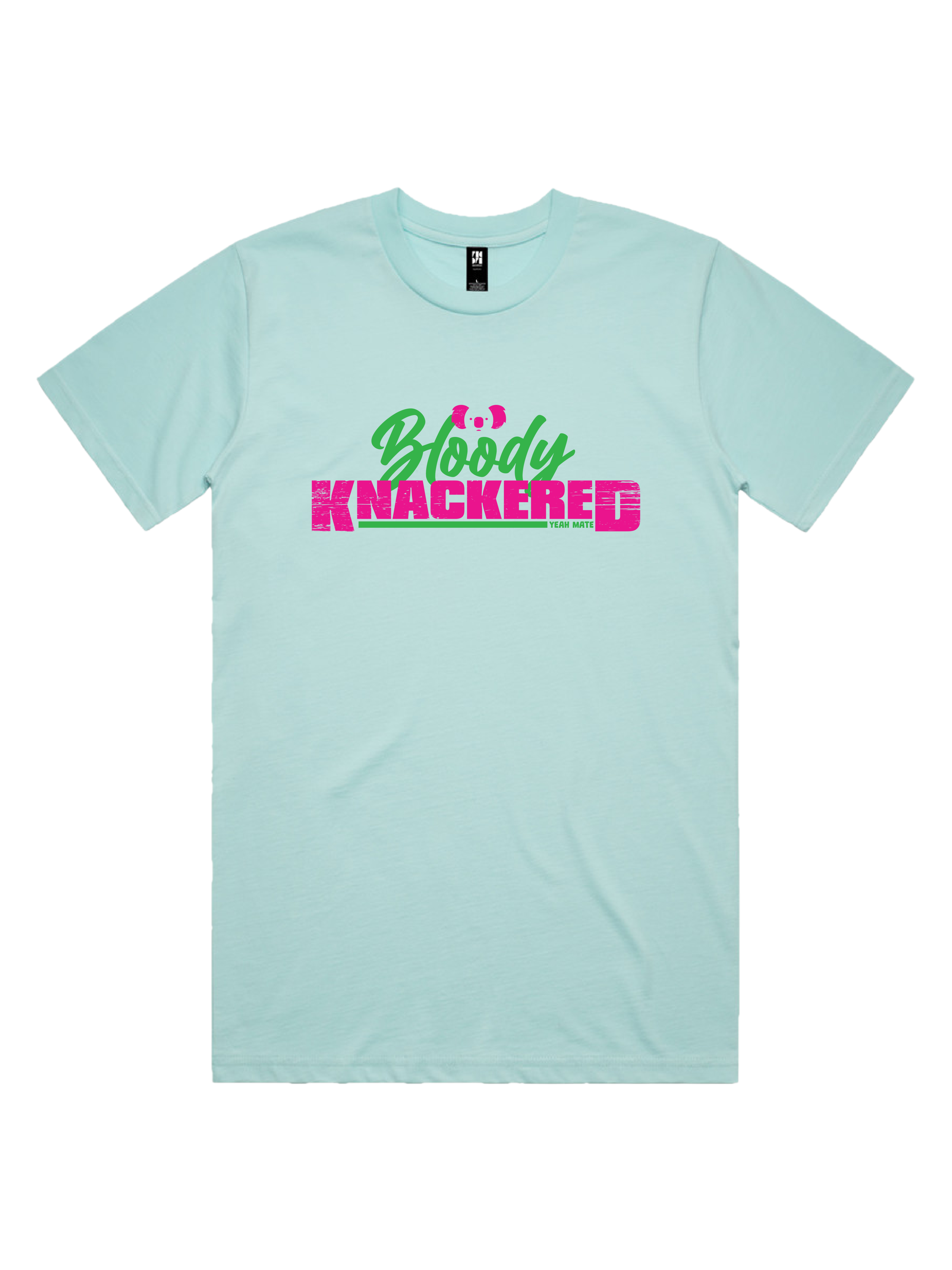 Premium Cotton Graphic T-shirt - Men's Fit - Bloody Knackered™ - Lagoon - Yeah Mate Freestyle™ Clothing