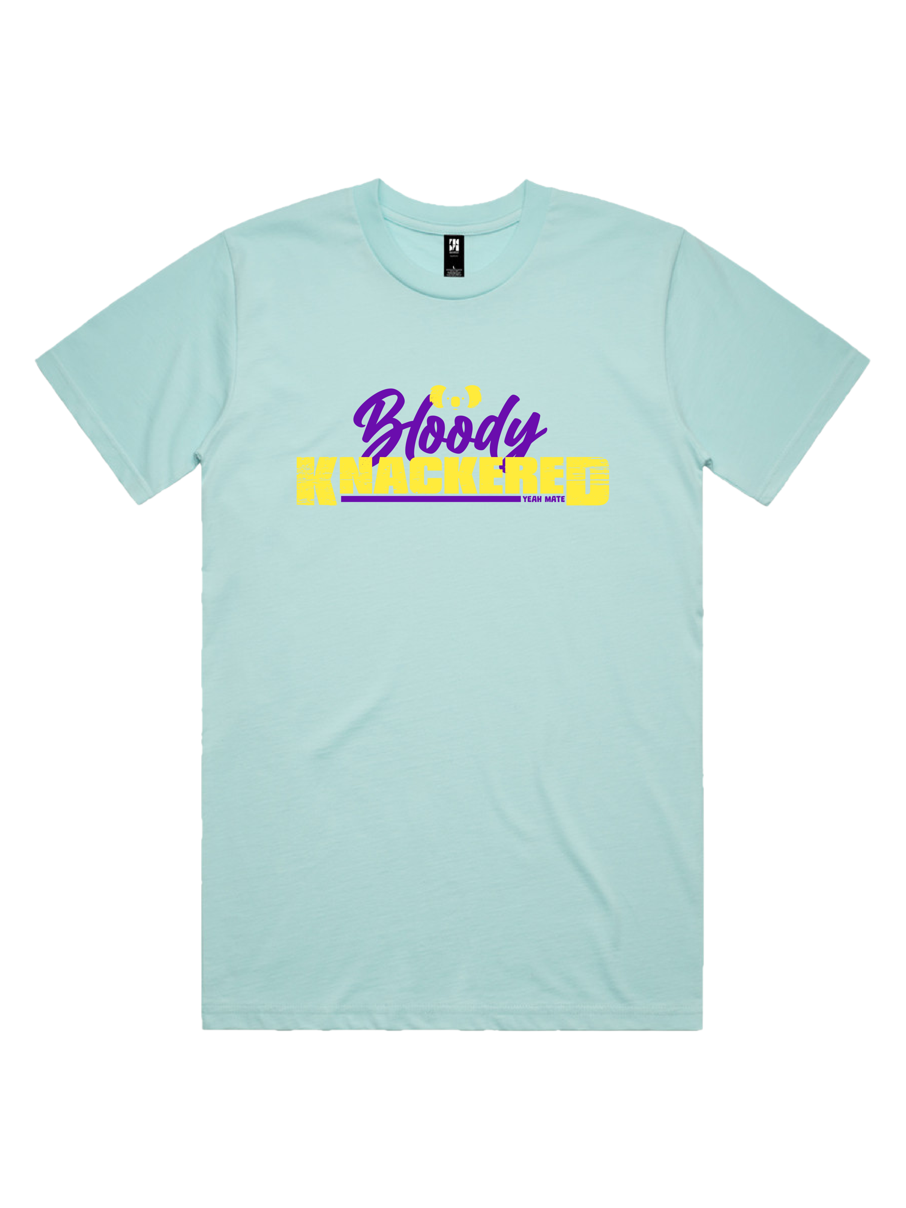 Premium Cotton Graphic T-shirt - Men's Fit - Bloody Knackered™ - Lagoon - Yeah Mate Freestyle™ Clothing 1