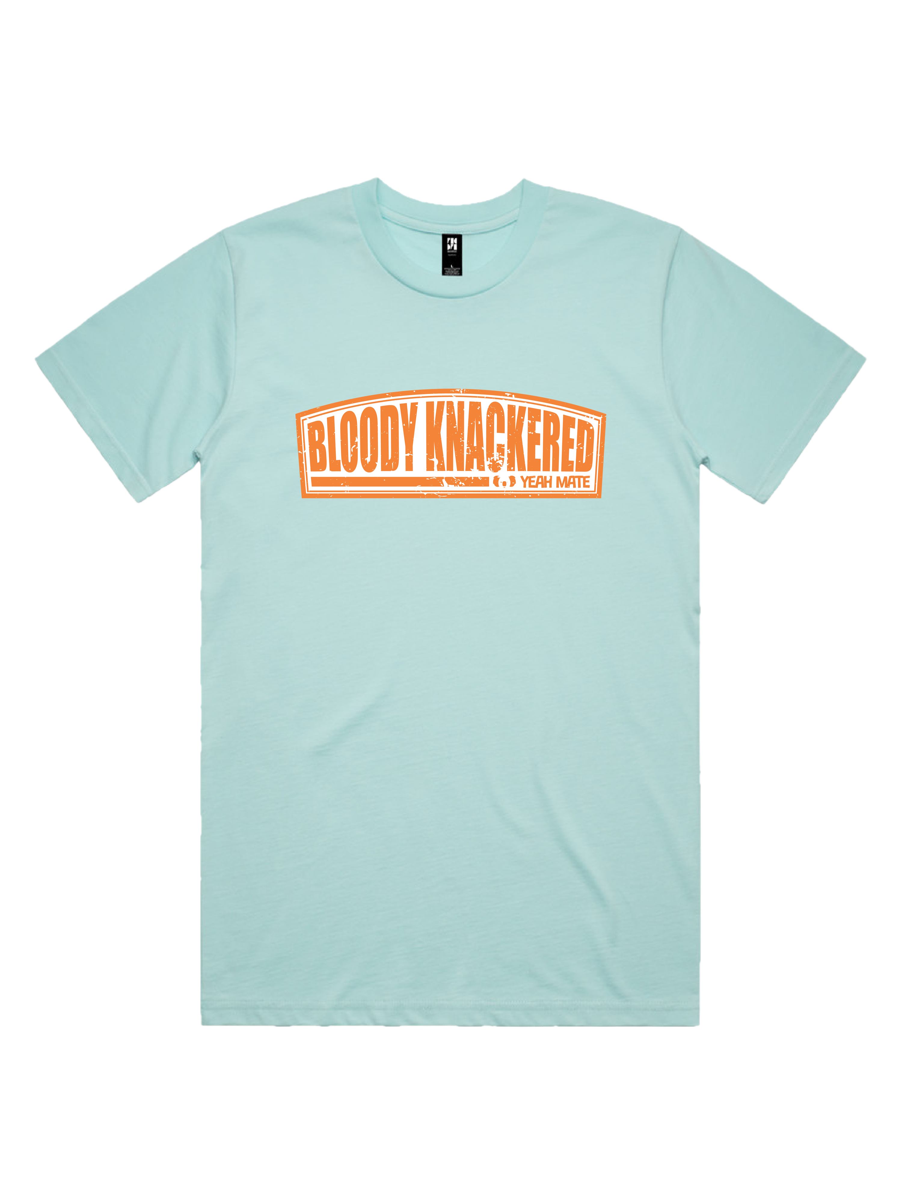 Premium Cotton Graphic T-shirt - Men's Fit - Bloody Knackered™ Badge - Lagoon - Yeah Mate Freestyle™ Clothing 1