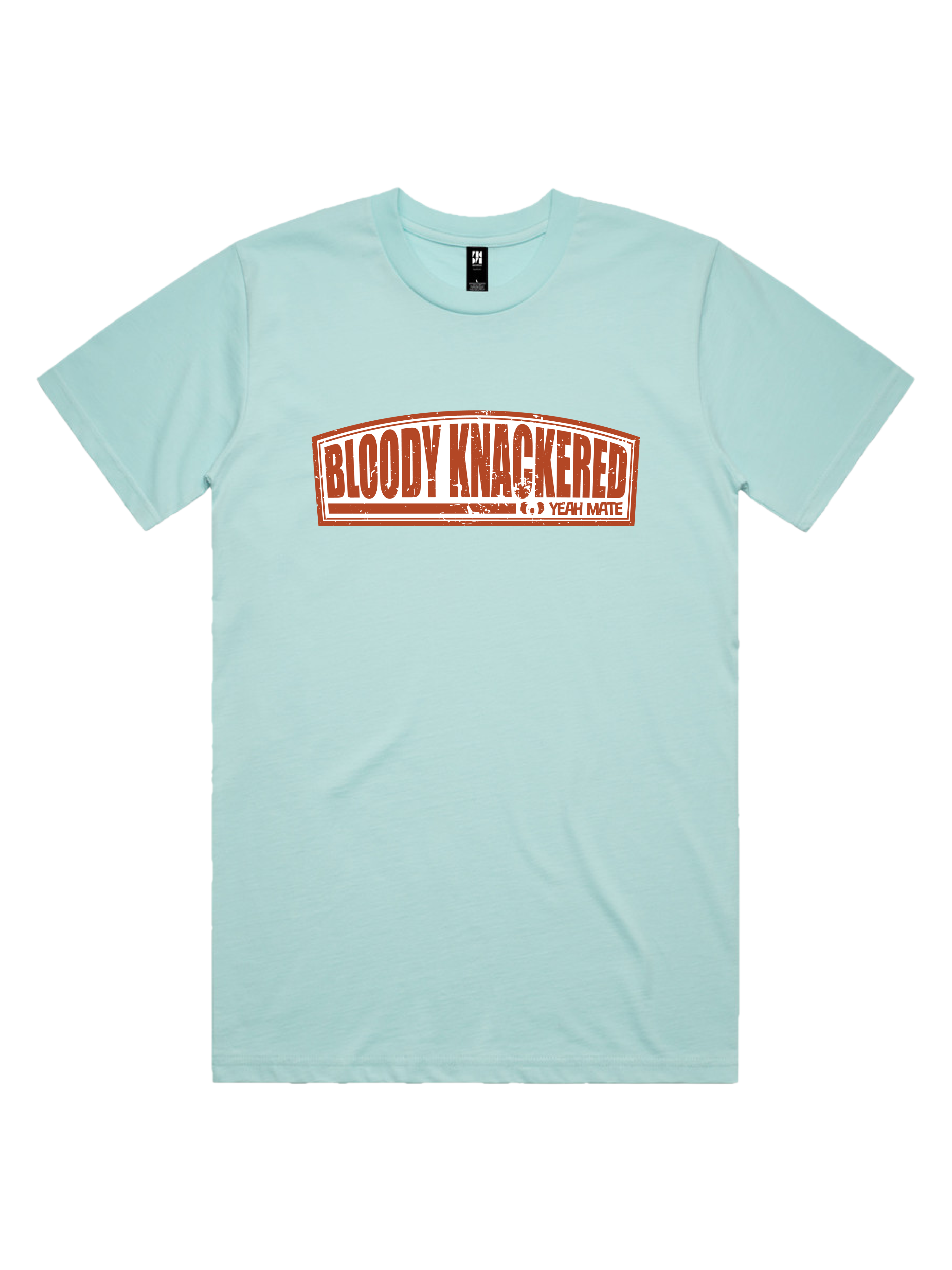 Premium Cotton Graphic T-shirt - Men's Fit - Bloody Knackered™ Badge - Lagoon - Yeah Mate Freestyle™ Clothing 2