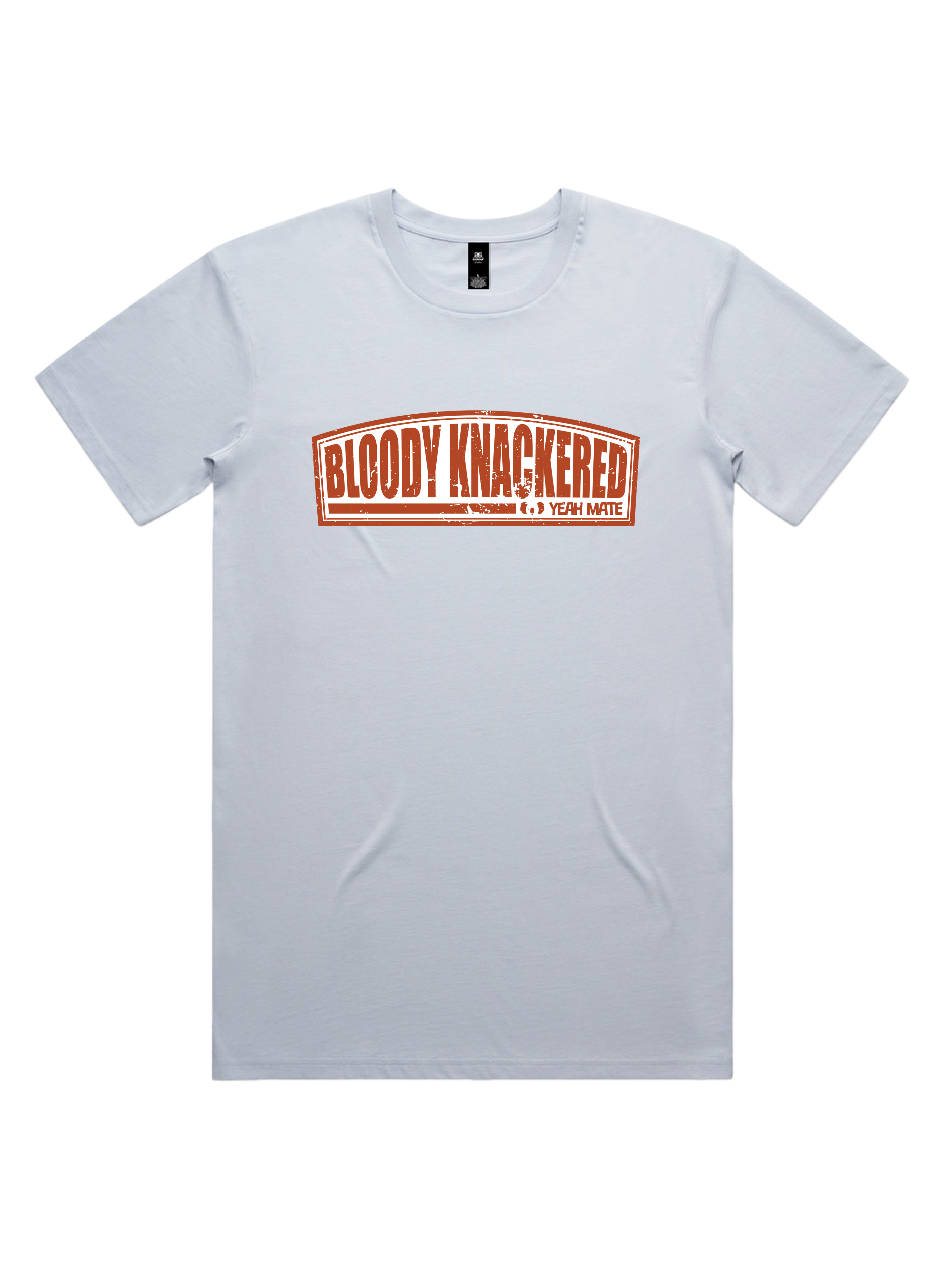 Premium Cotton Graphic T-shirt - Men's Fit - Bloody Knackered™ Badge - Powder - Yeah Mate Freestyle™ Clothing