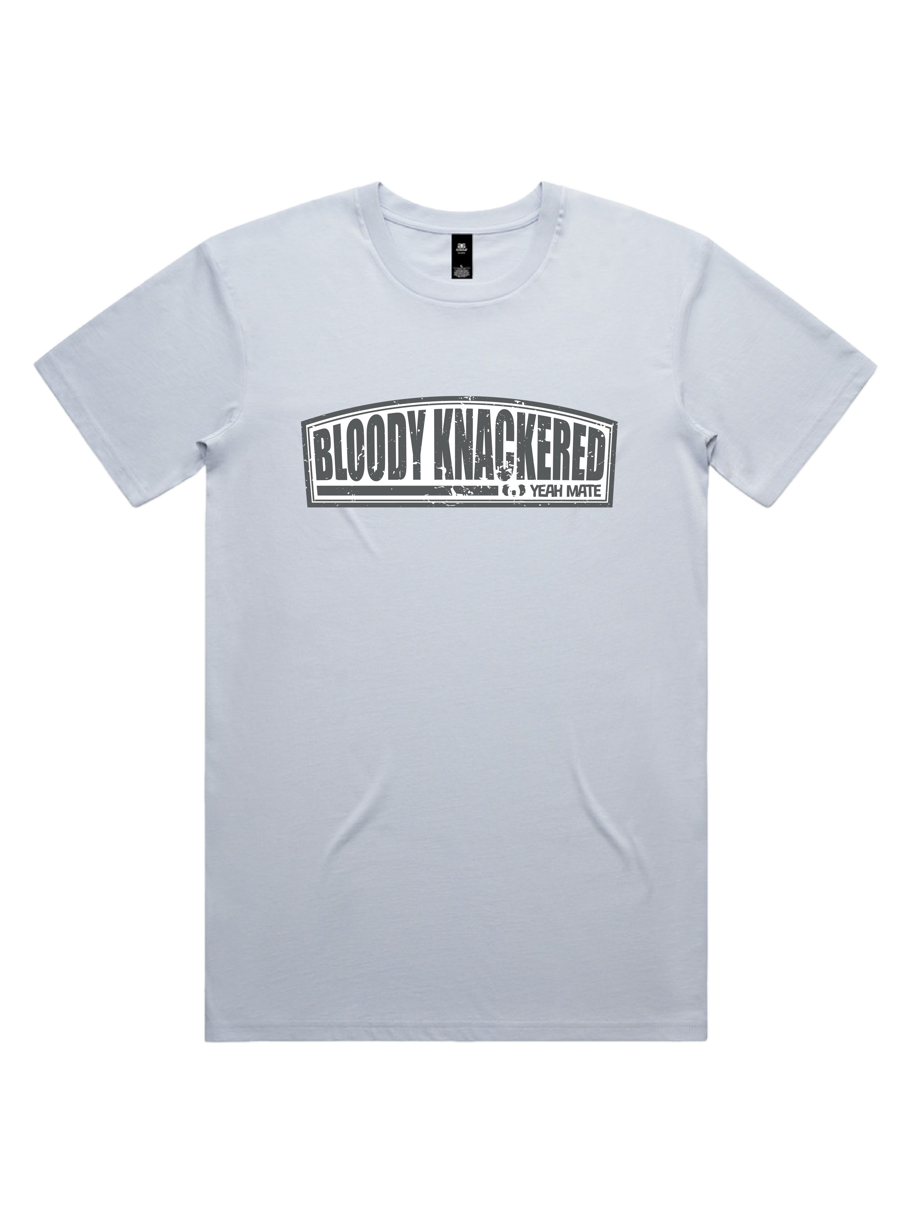 Premium Cotton Graphic T-shirt - Men's Fit - Bloody Knackered™ Badge - Powder - Yeah Mate Freestyle™ Clothing 1
