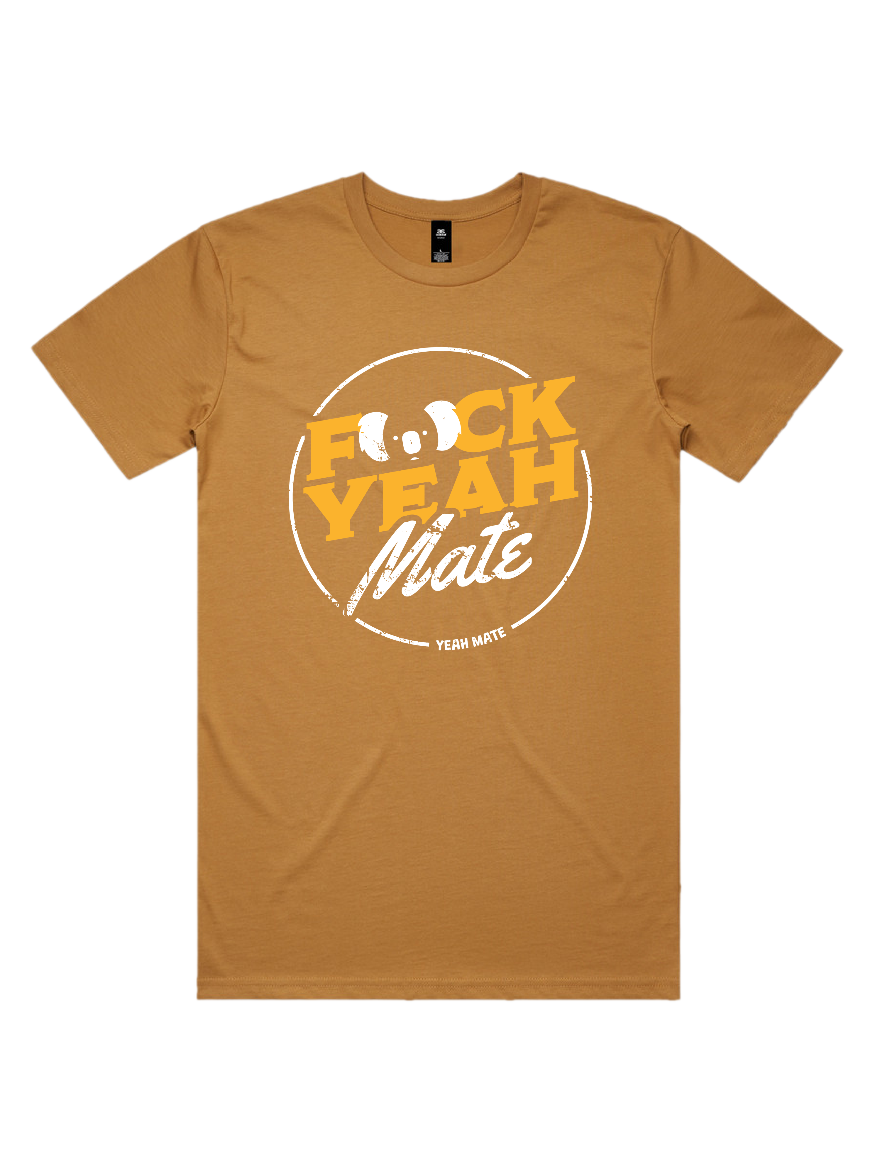 Premium Cotton Graphic T-shirt - Men's Fit - F🐨ck Yeah Mate™  - Camel - Yeah Mate Freestyle™ Clothing