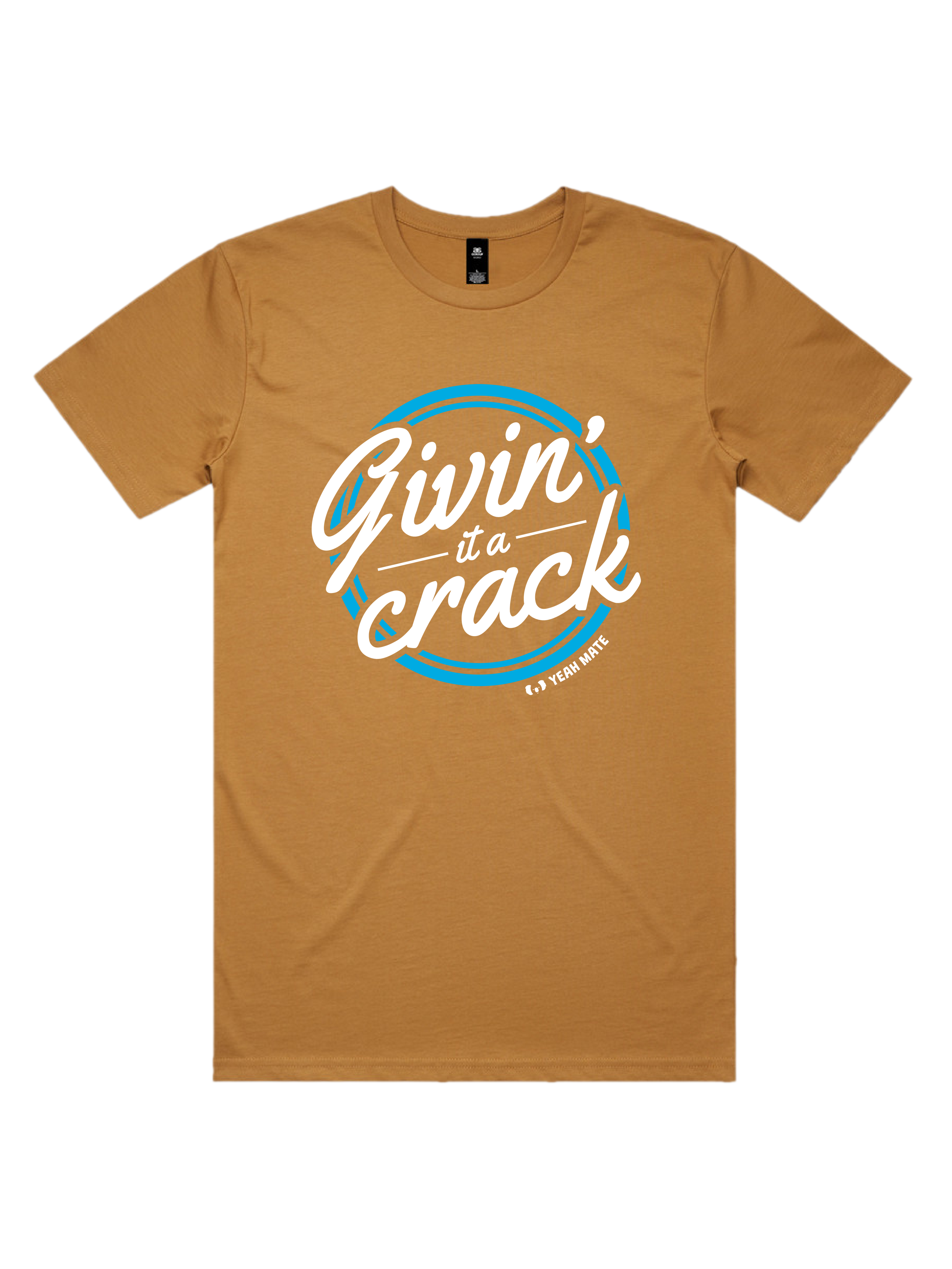 Premium Cotton Graphic T-shirt - Men's Fit - Givin it a Crack™ - Camel - Yeah Mate Freestyle™ Clothing
