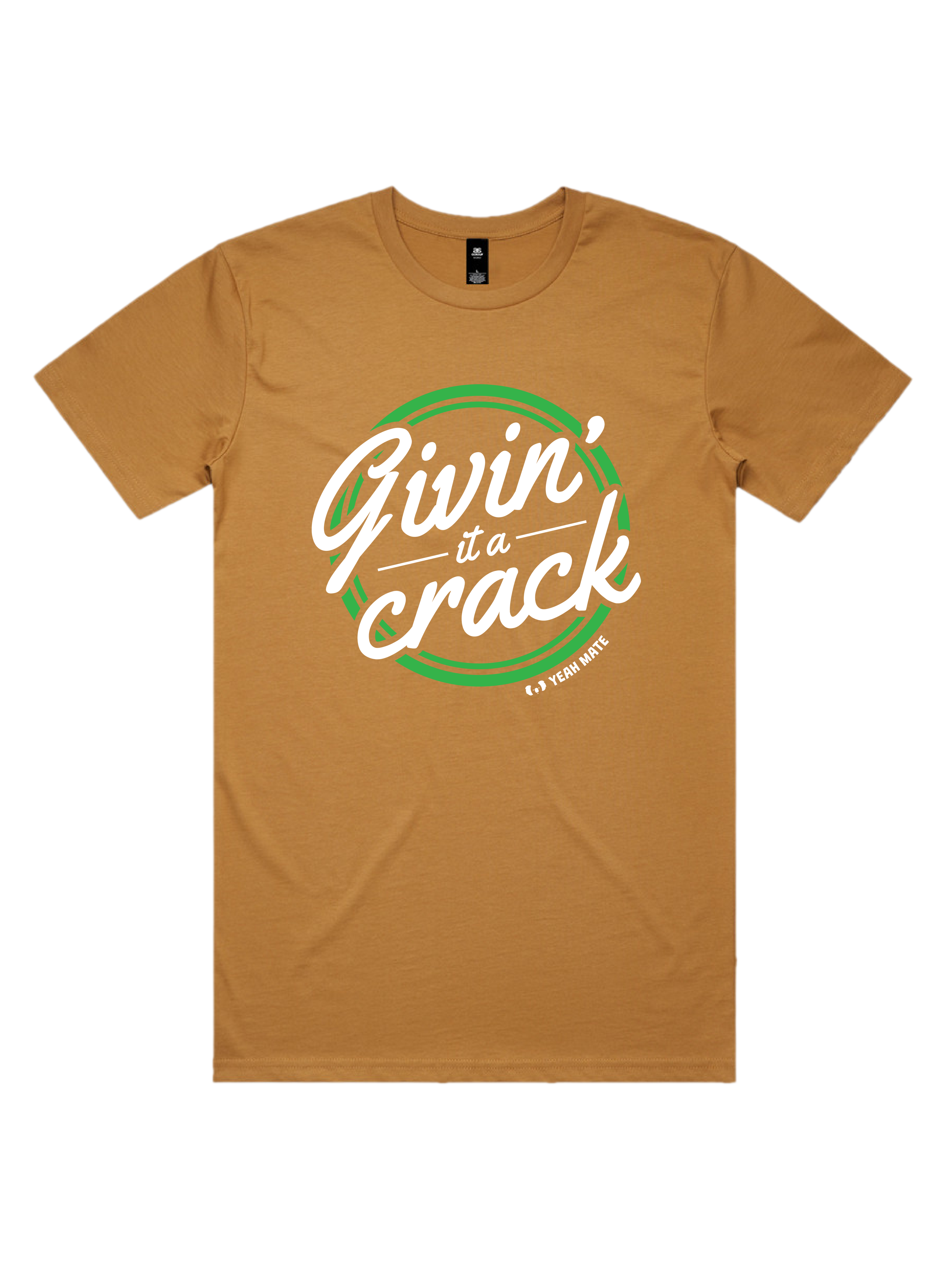 Premium Cotton Graphic T-shirt - Men's Fit - Givin it a Crack™ - Camel - Yeah Mate Freestyle™ Clothing 2