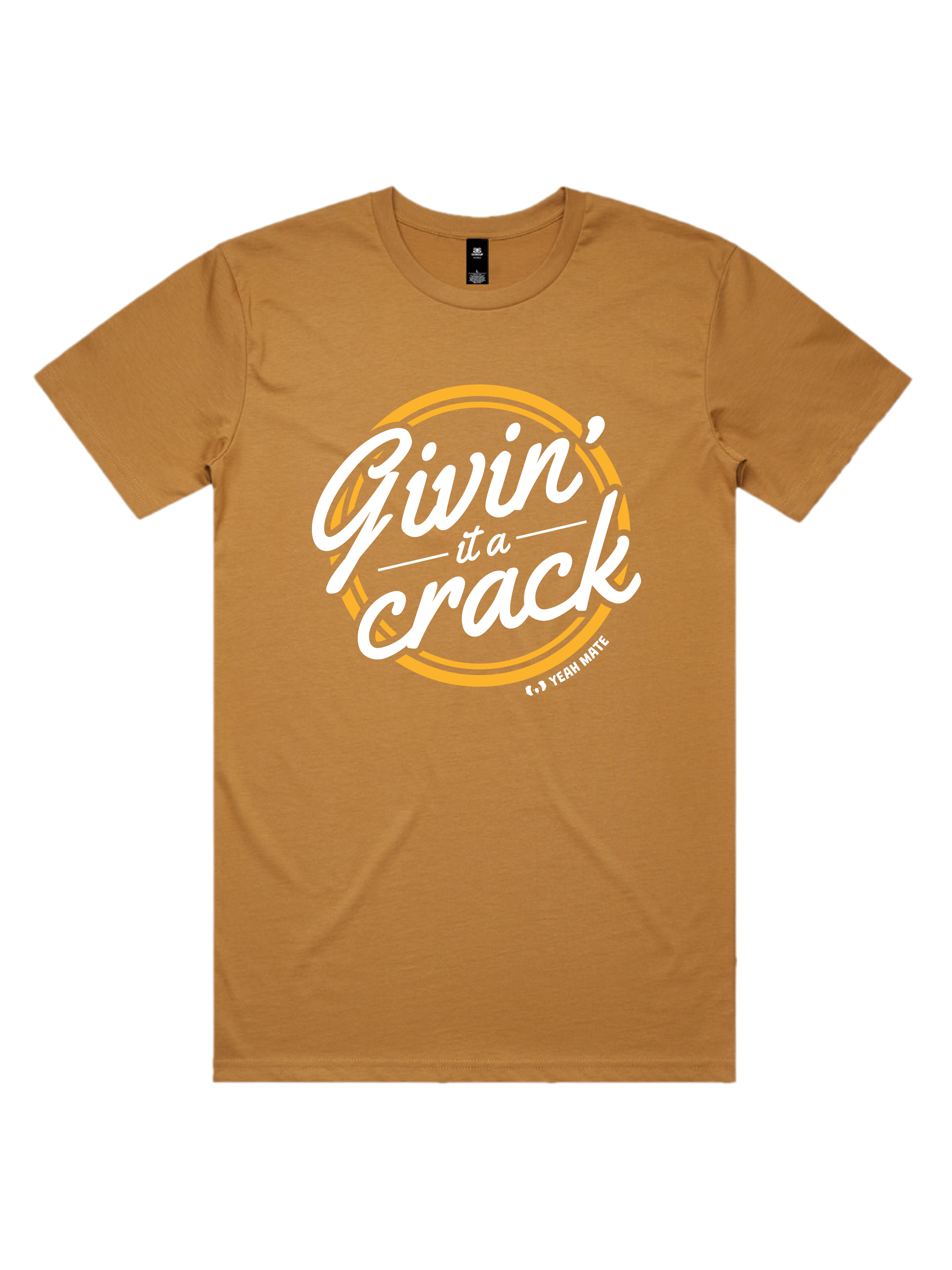 Premium Cotton Graphic T-shirt - Men's Fit - Givin it a Crack™ - Camel - Yeah Mate Freestyle™ Clothing 3