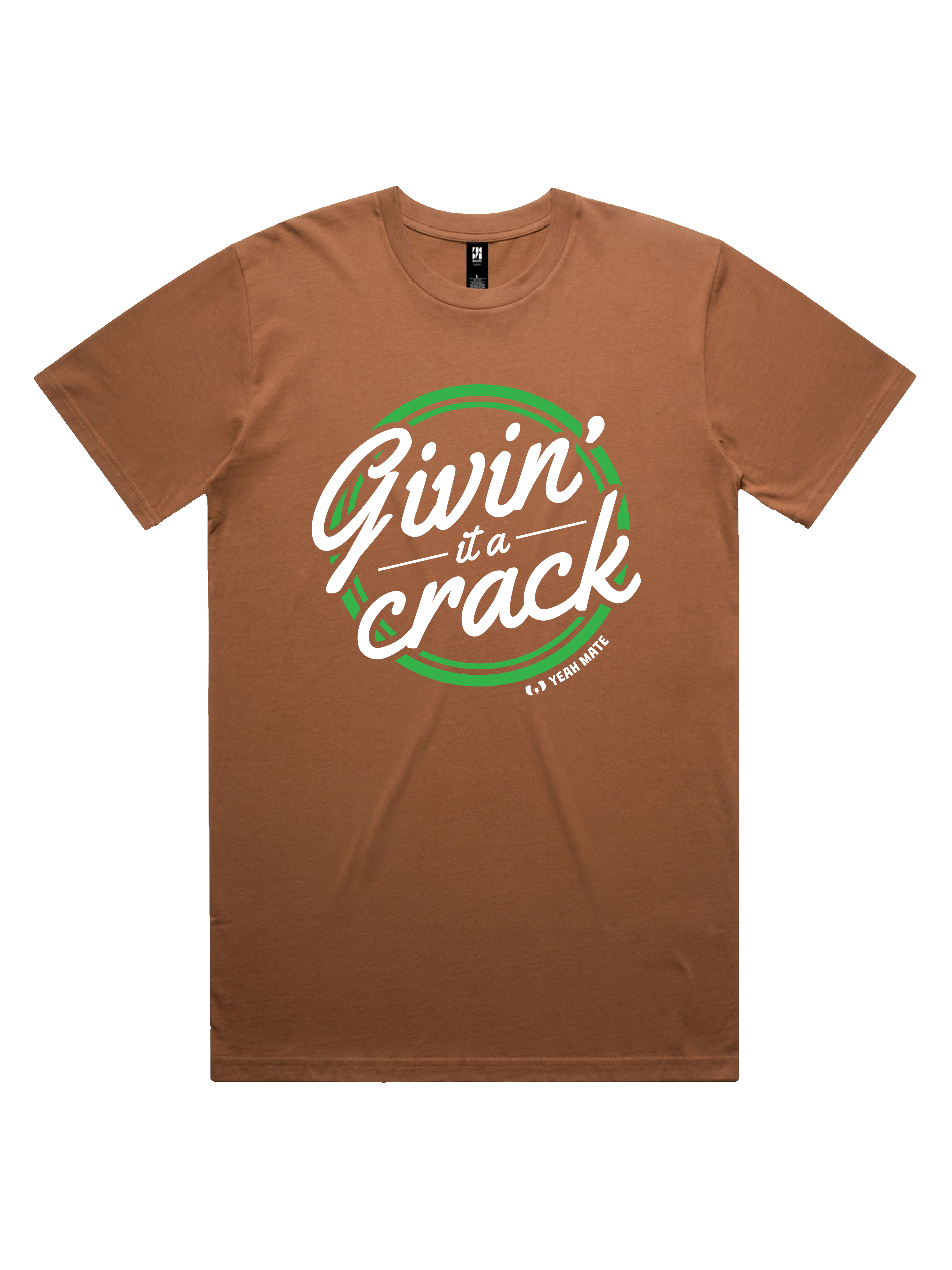 Premium Cotton Graphic T-shirt - Men's Fit - Givin it a Crack™ - Cocoa - Yeah Mate Freestyle™ Clothing