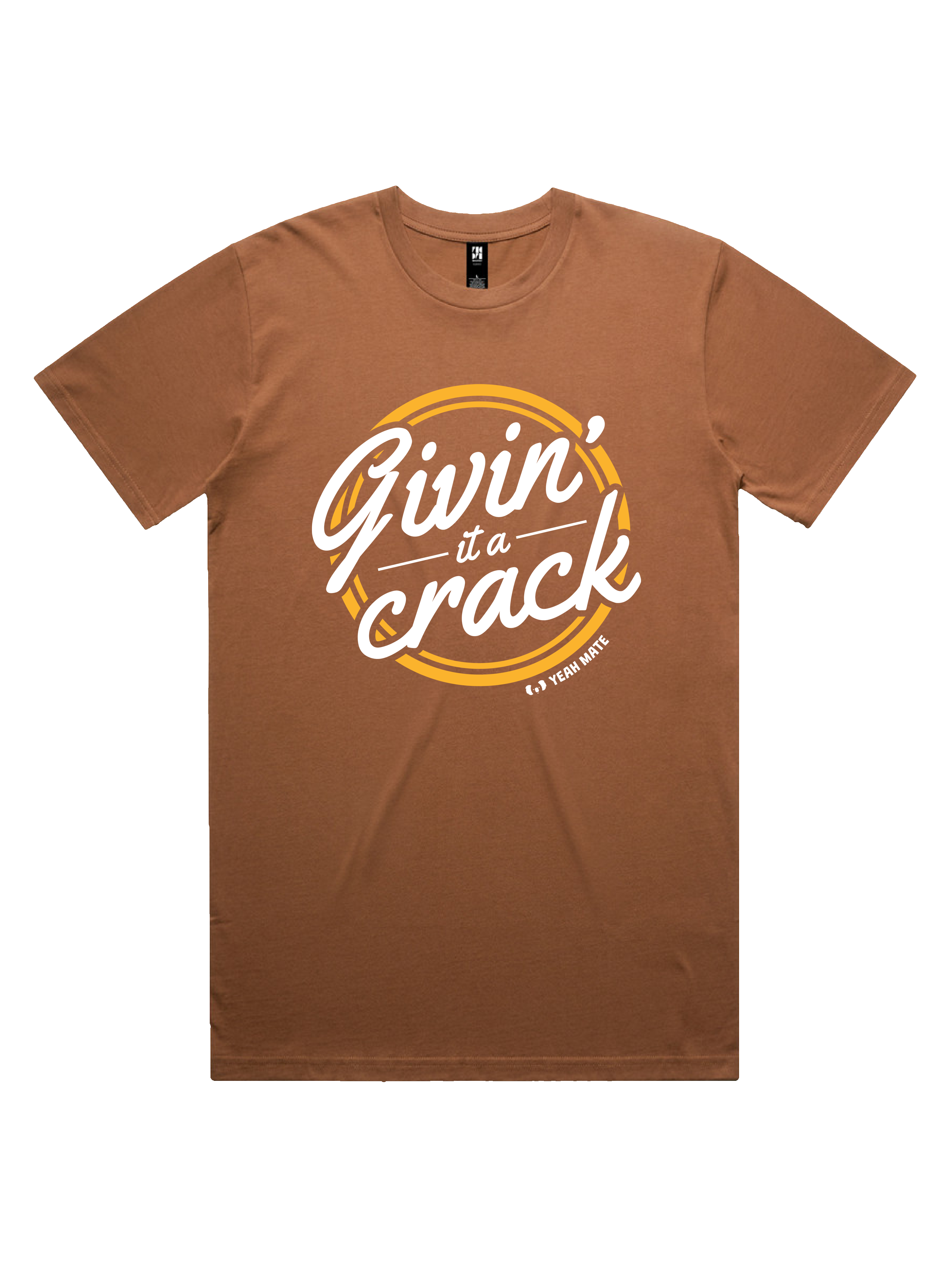 Premium Cotton Graphic T-shirt - Men's Fit - Givin it a Crack™ - Cocoa - Yeah Mate Freestyle™ Clothing 1