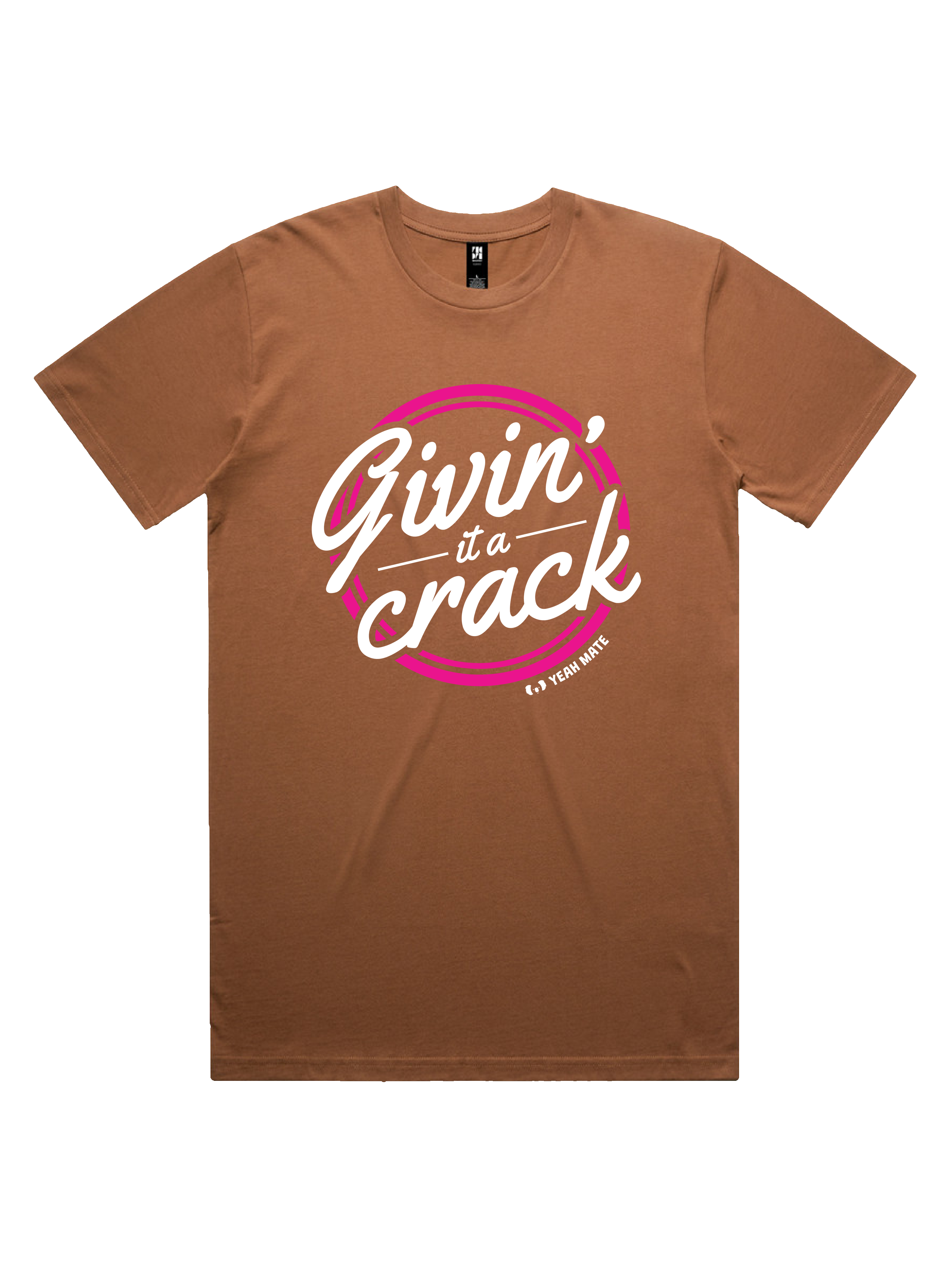 Premium Cotton Graphic T-shirt - Men's Fit - Givin it a Crack™ - Cocoa - Yeah Mate Freestyle™ Clothing 2