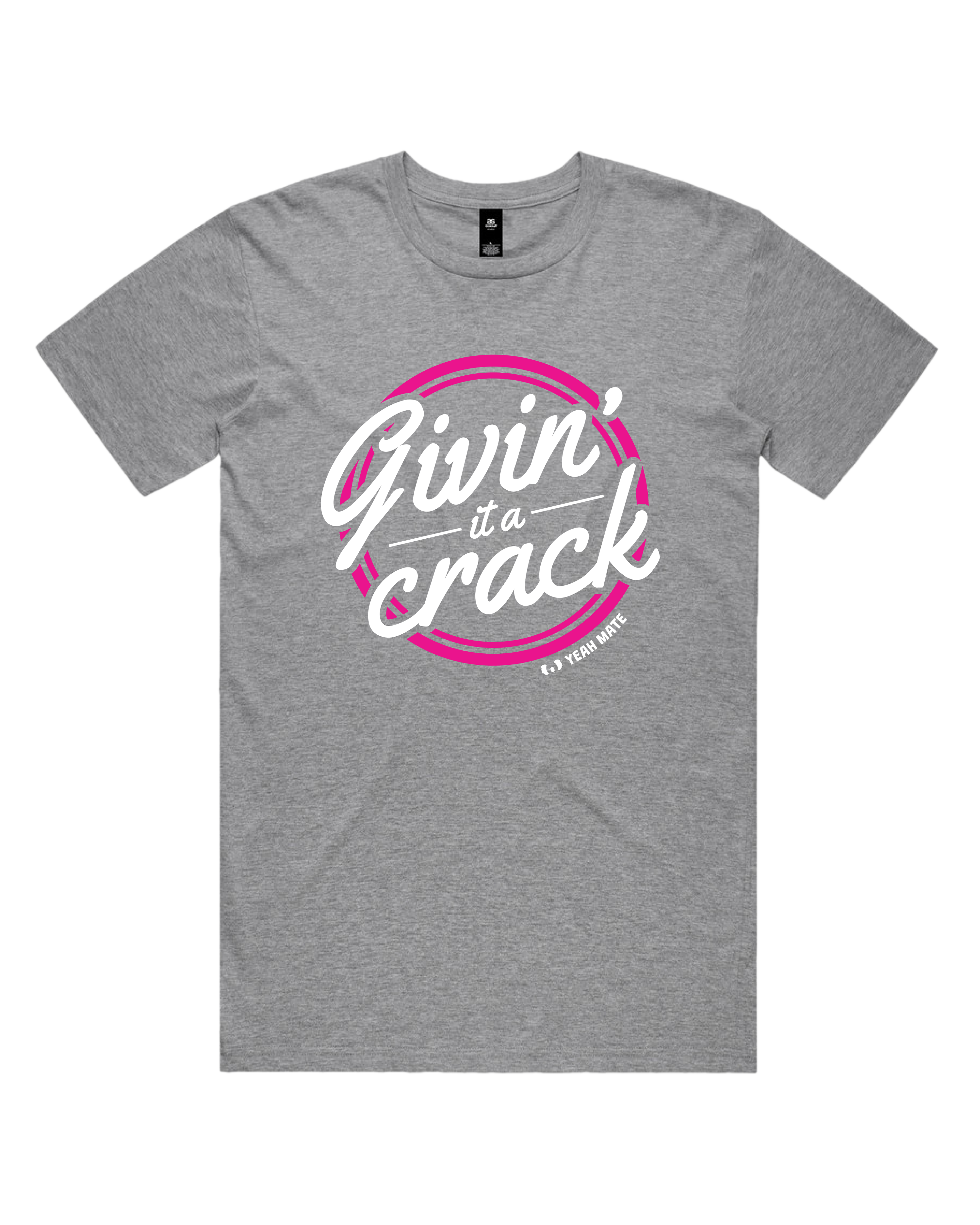 Premium Cotton Graphic T-shirt - Men's Fit - Givin it a Crack™ - Grey Marle - Yeah Mate Freestyle™ Clothing 1