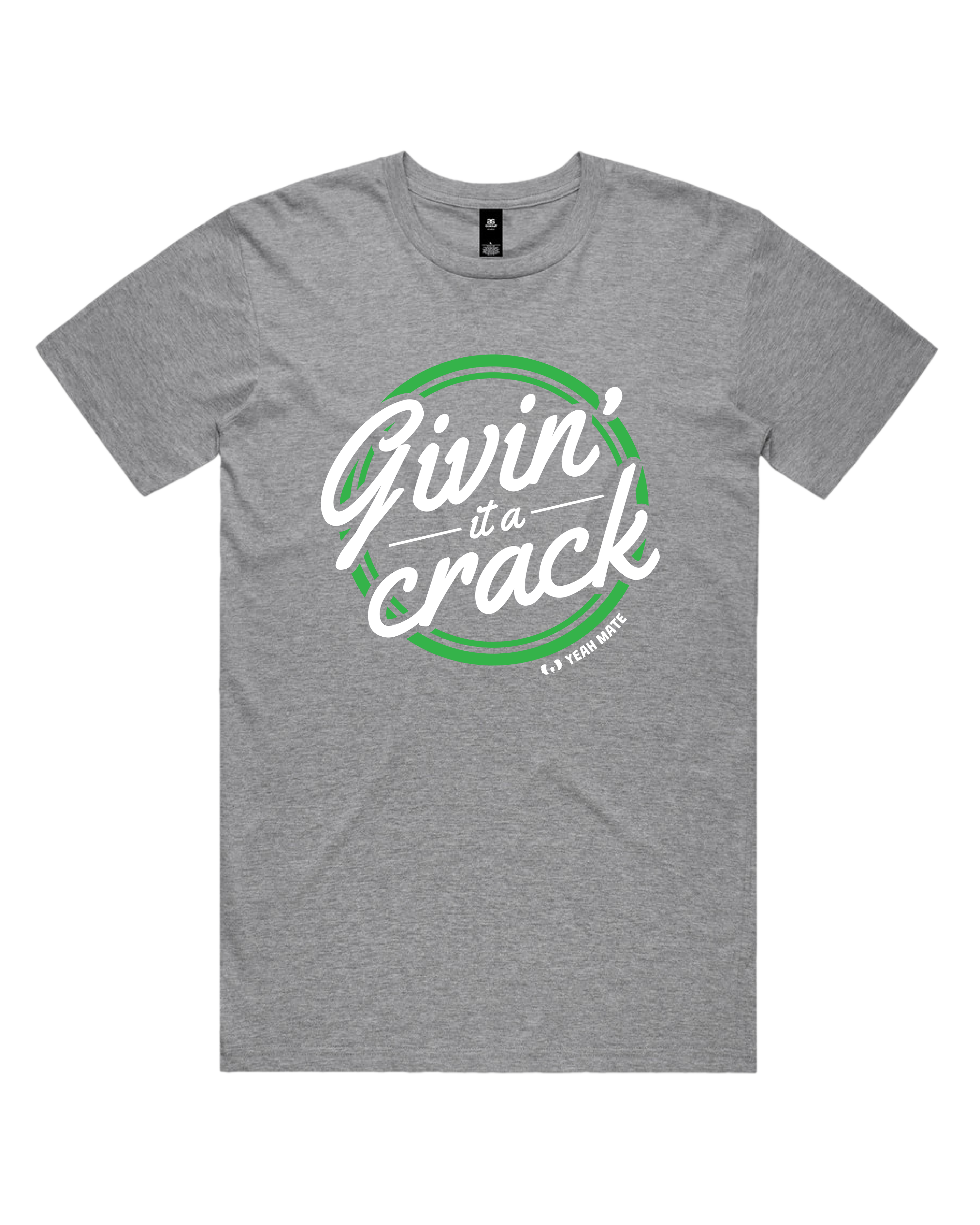 Premium Cotton Graphic T-shirt - Men's Fit - Givin it a Crack™ - Grey Marle - Yeah Mate Freestyle™ Clothing 2