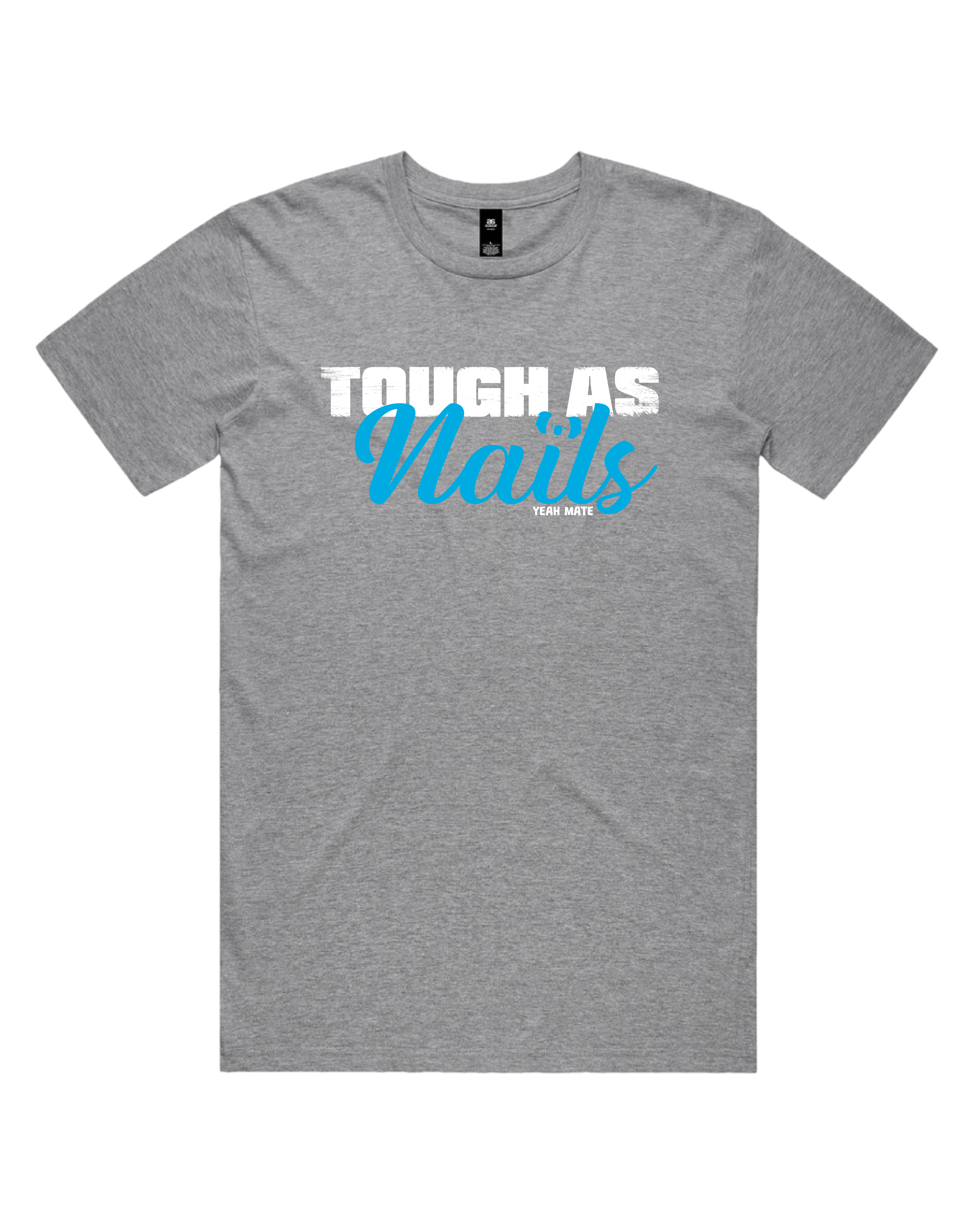 Premium Cotton Graphic T-shirt - Men's Fit - Tough As Nails™  - Grey Marle - Yeah Mate Freestyle™ Clothing
