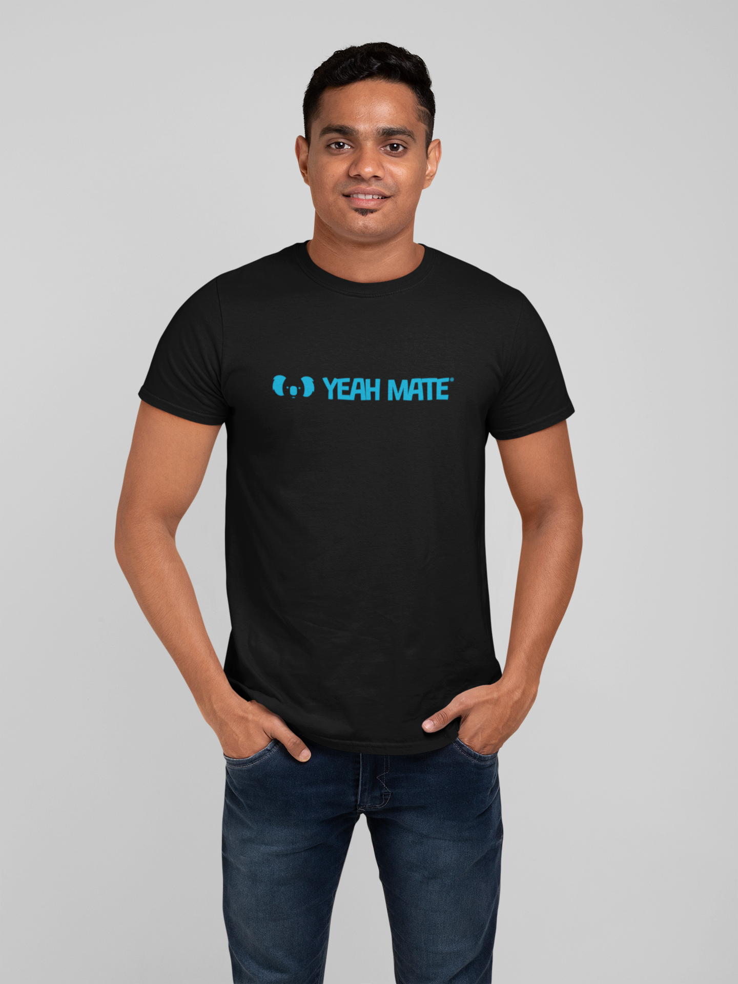 Premium Cotton Graphic T-shirt - Men's Fit - YM Linear Logo - Black - Yeah Mate Freestyle™ Clothing Tough Male