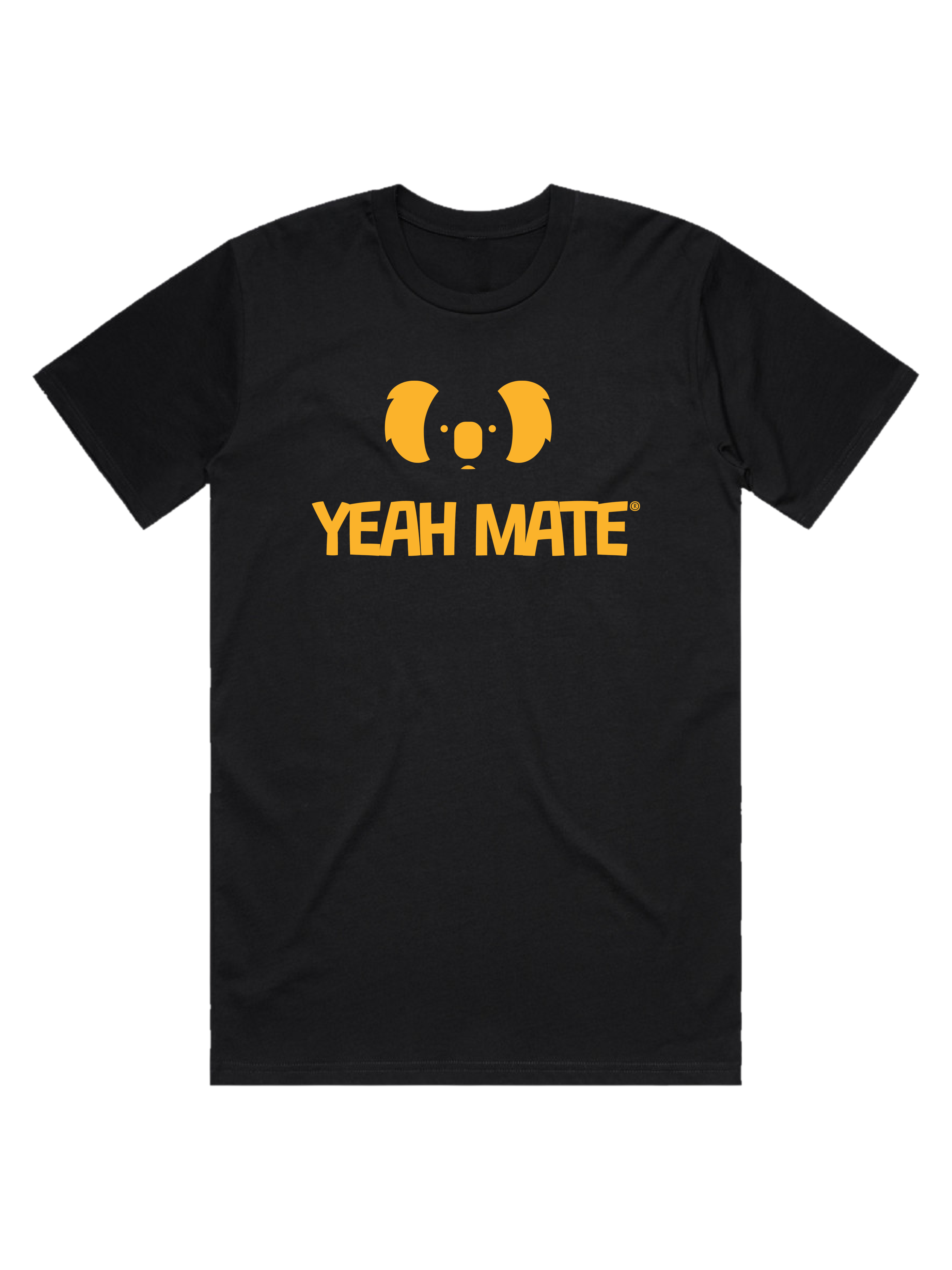 Premium Cotton Graphic T-shirt - Men's Fit - YM Stacked Logo - Black - Yeah Mate Classic™ Clothing