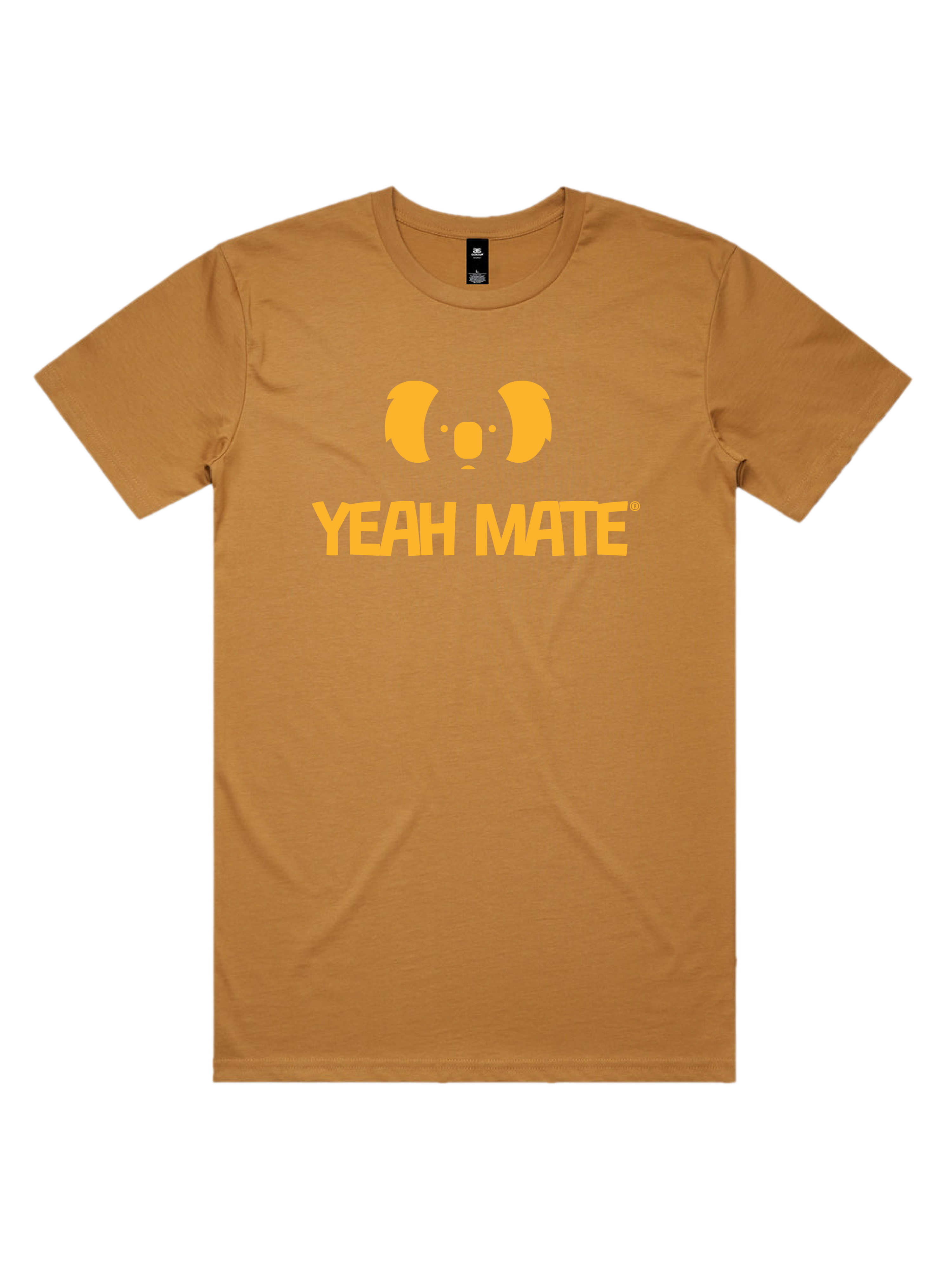 Premium Cotton Graphic T-shirt - Men's Fit - YM Stacked Logo - Camel - Yeah Mate Freestyle™ Clothing
