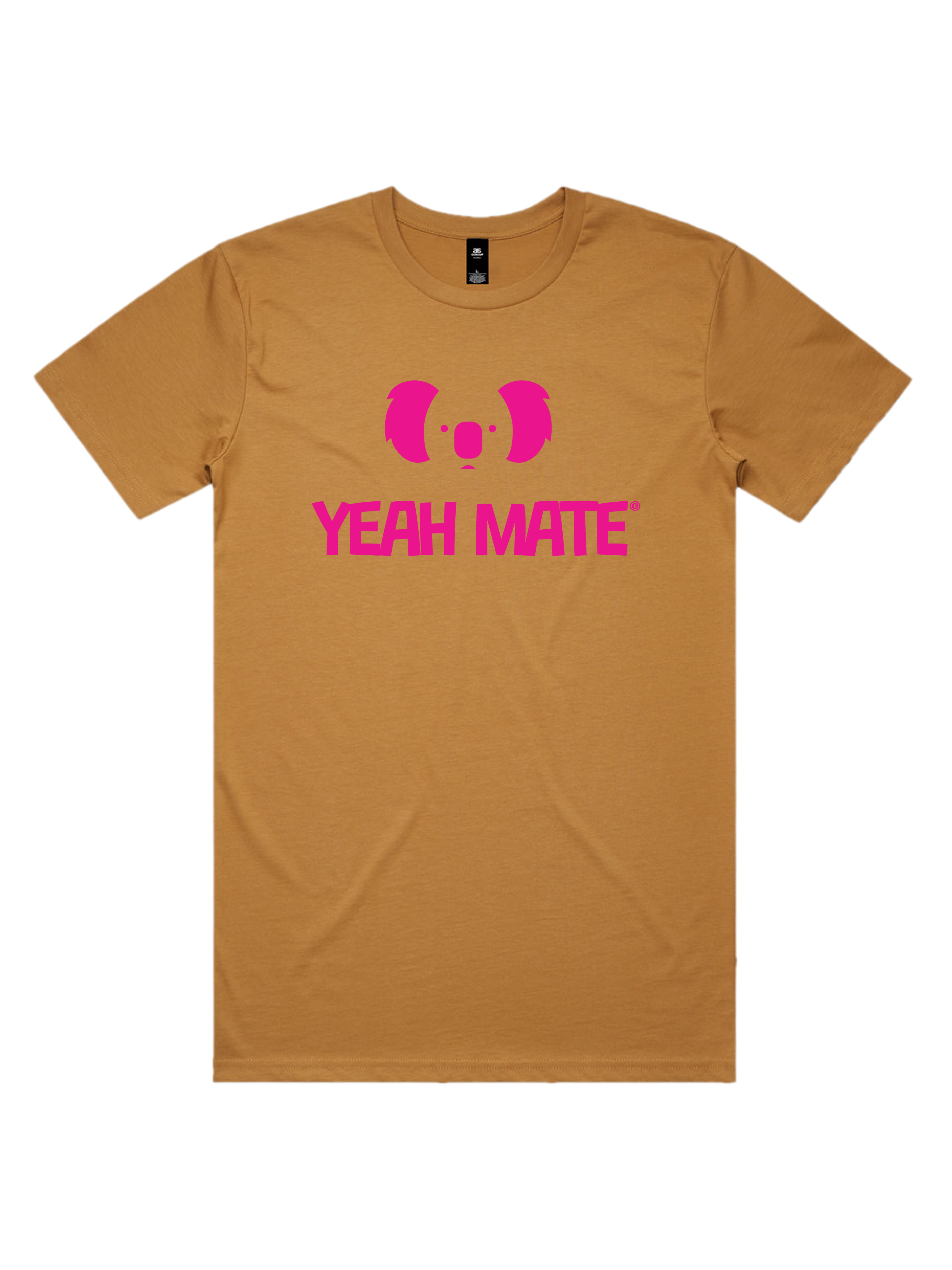 Premium Cotton Graphic T-shirt - Men's Fit - YM Stacked Logo - Camel - Yeah Mate Freestyle™ Clothing 1