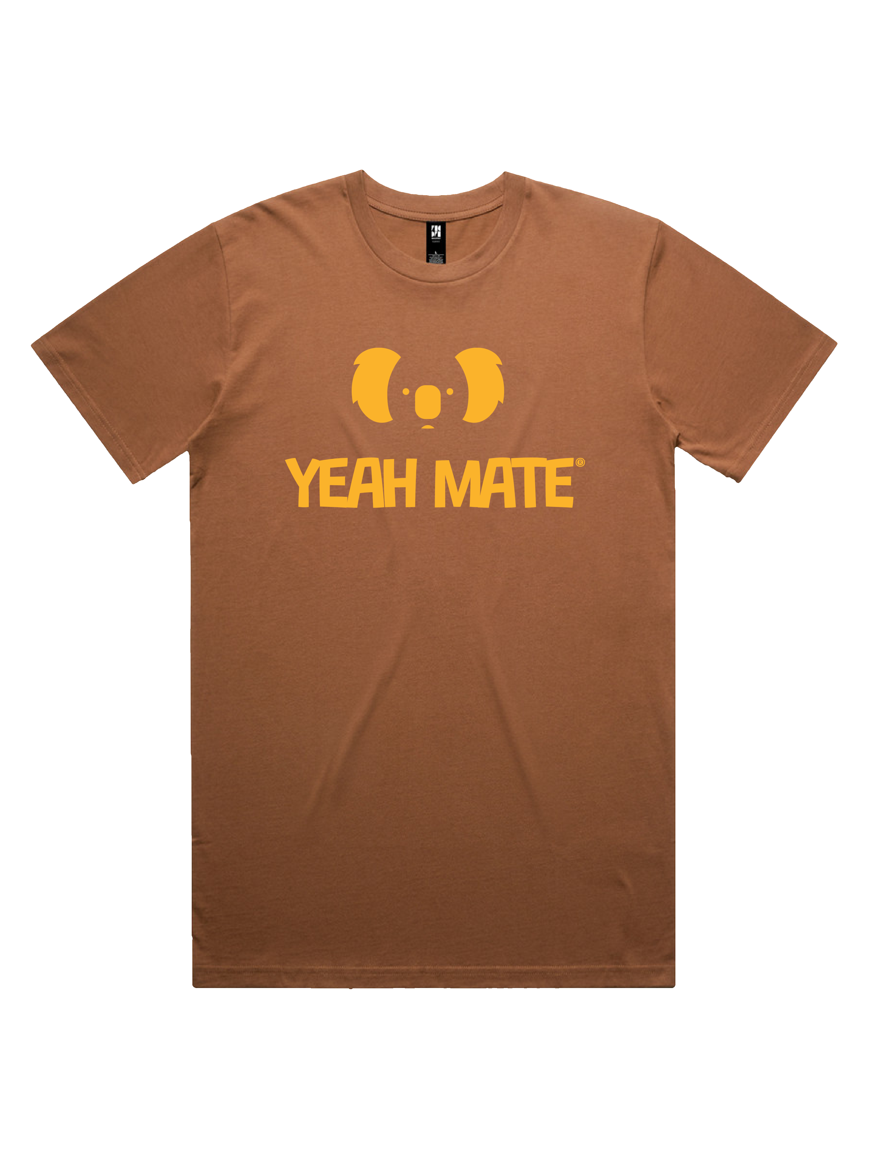 Premium Cotton Graphic T-shirt - Men's Fit - YM Stacked Logo - Cocoa - Yeah Mate Freestyle™ Clothing
