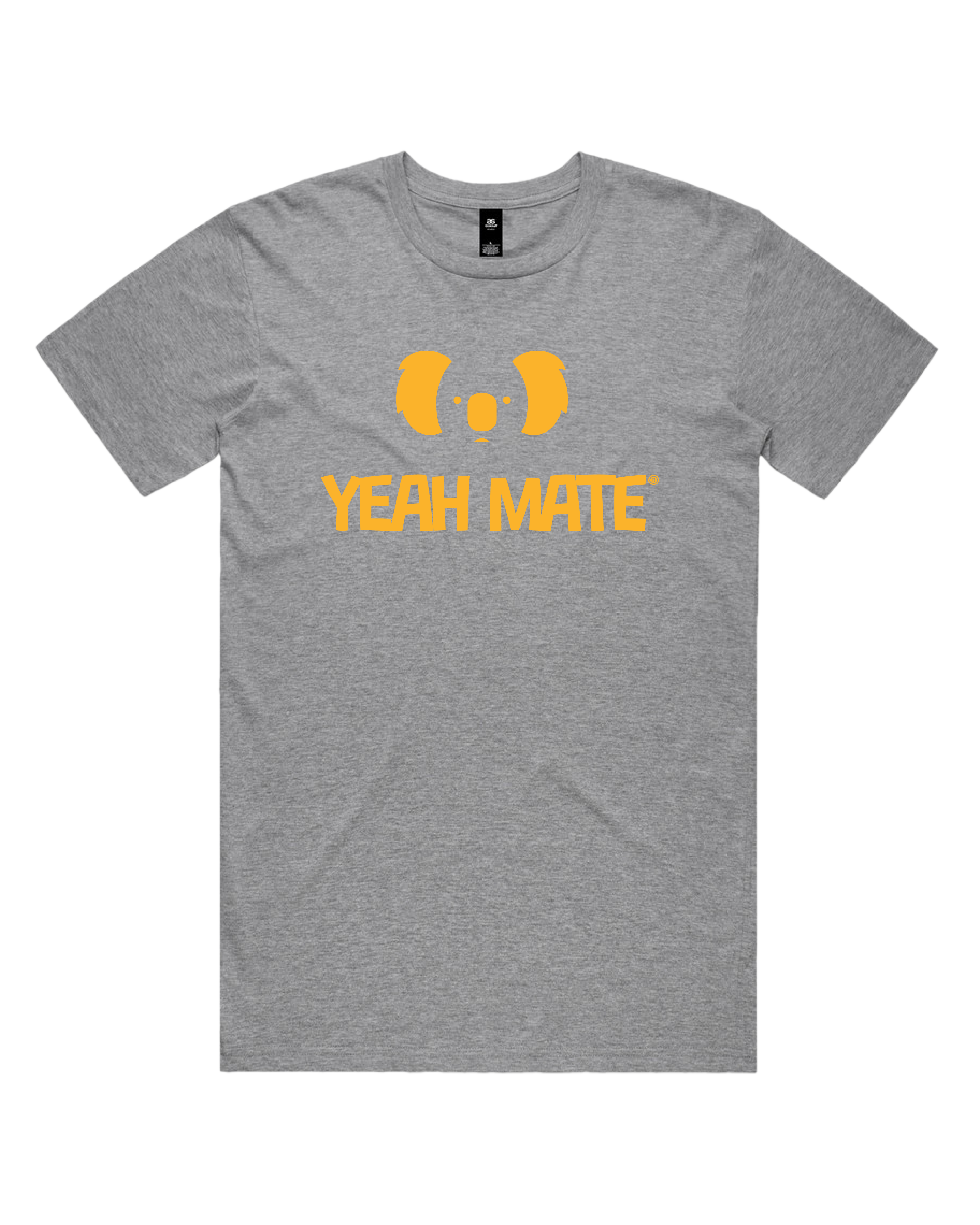 Premium Cotton Graphic T-shirt - Men's Fit - YM Stacked Logo - Grey Marle - Yeah Mate Freestyle™ Clothing

