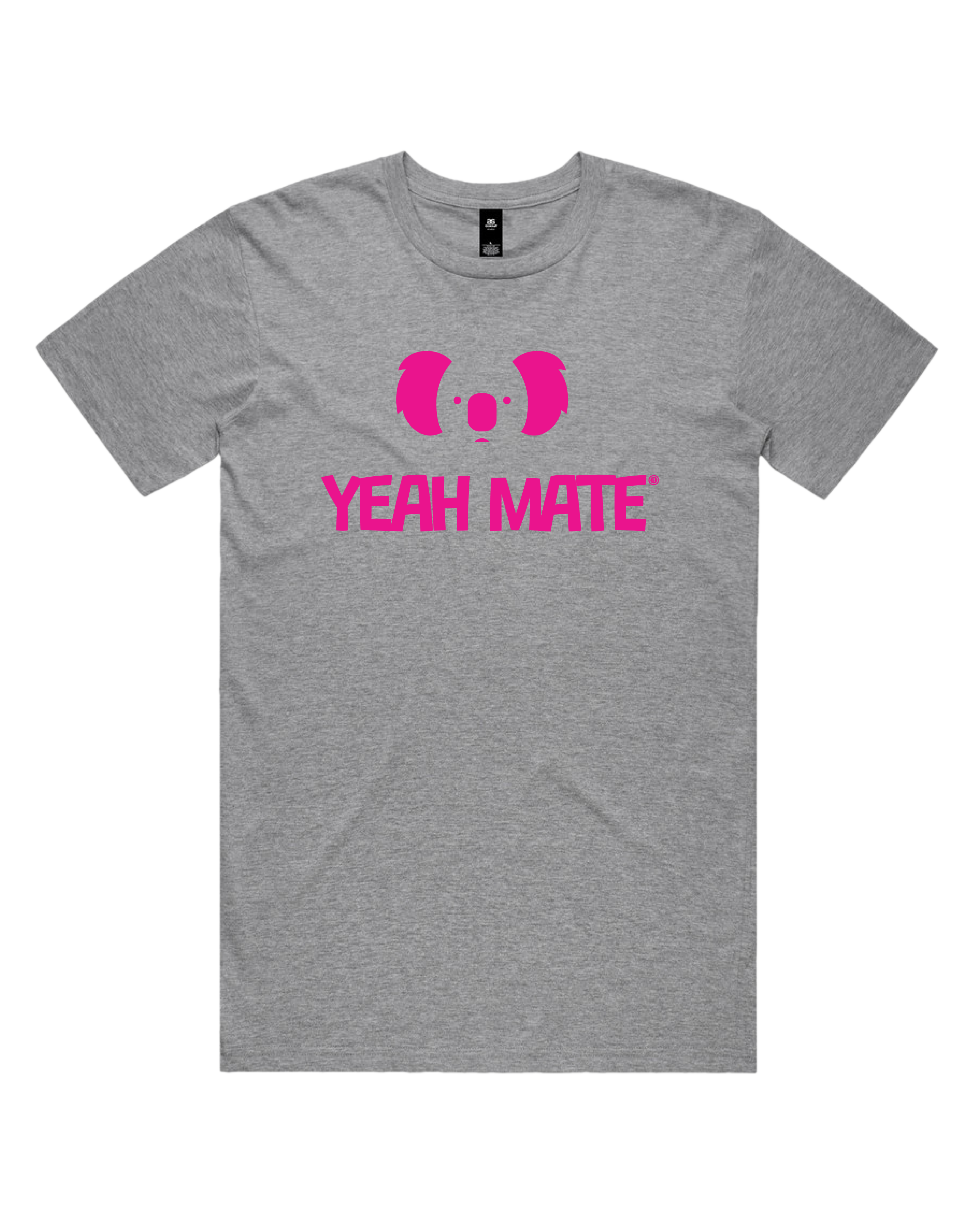 Premium Cotton Graphic T-shirt - Men's Fit - YM Stacked Logo - Grey Marle - Yeah Mate Freestyle™ Clothing 1
