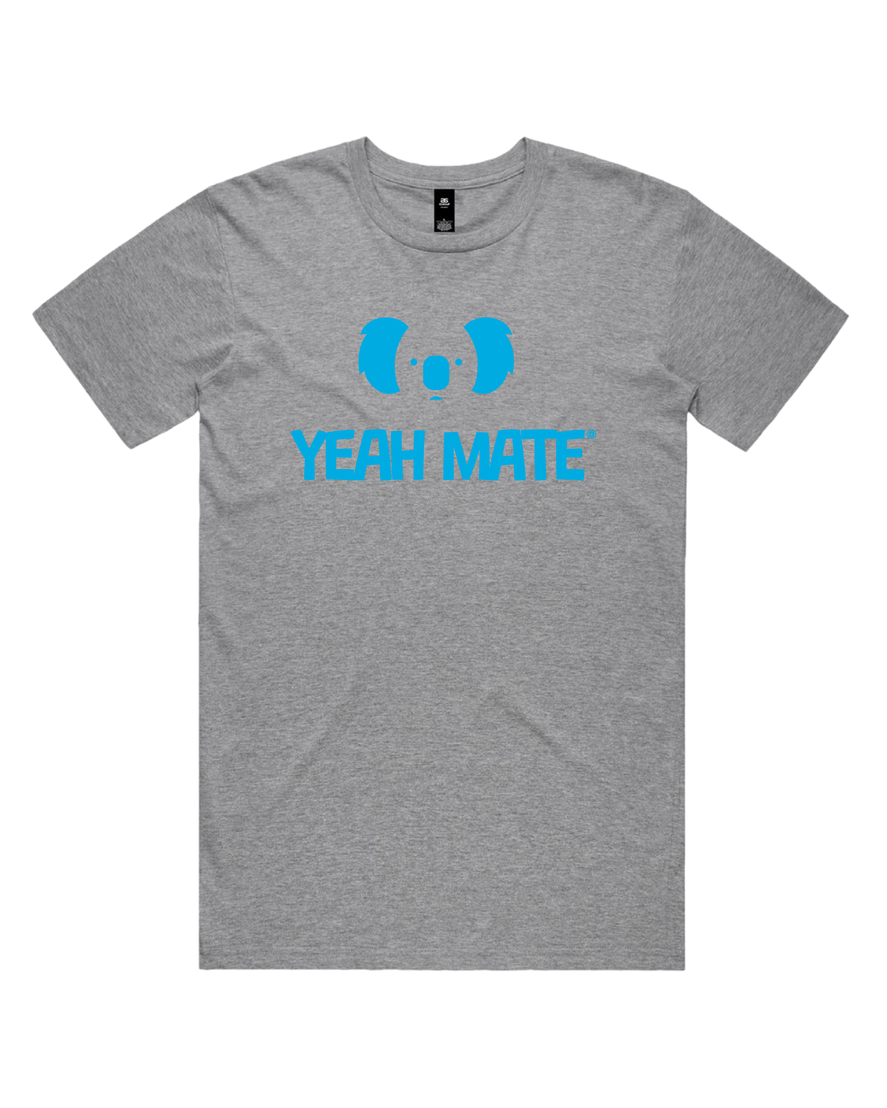Premium Cotton Graphic T-shirt - Men's Fit - YM Stacked Logo - Grey Marle - Yeah Mate Freestyle™ Clothing 3