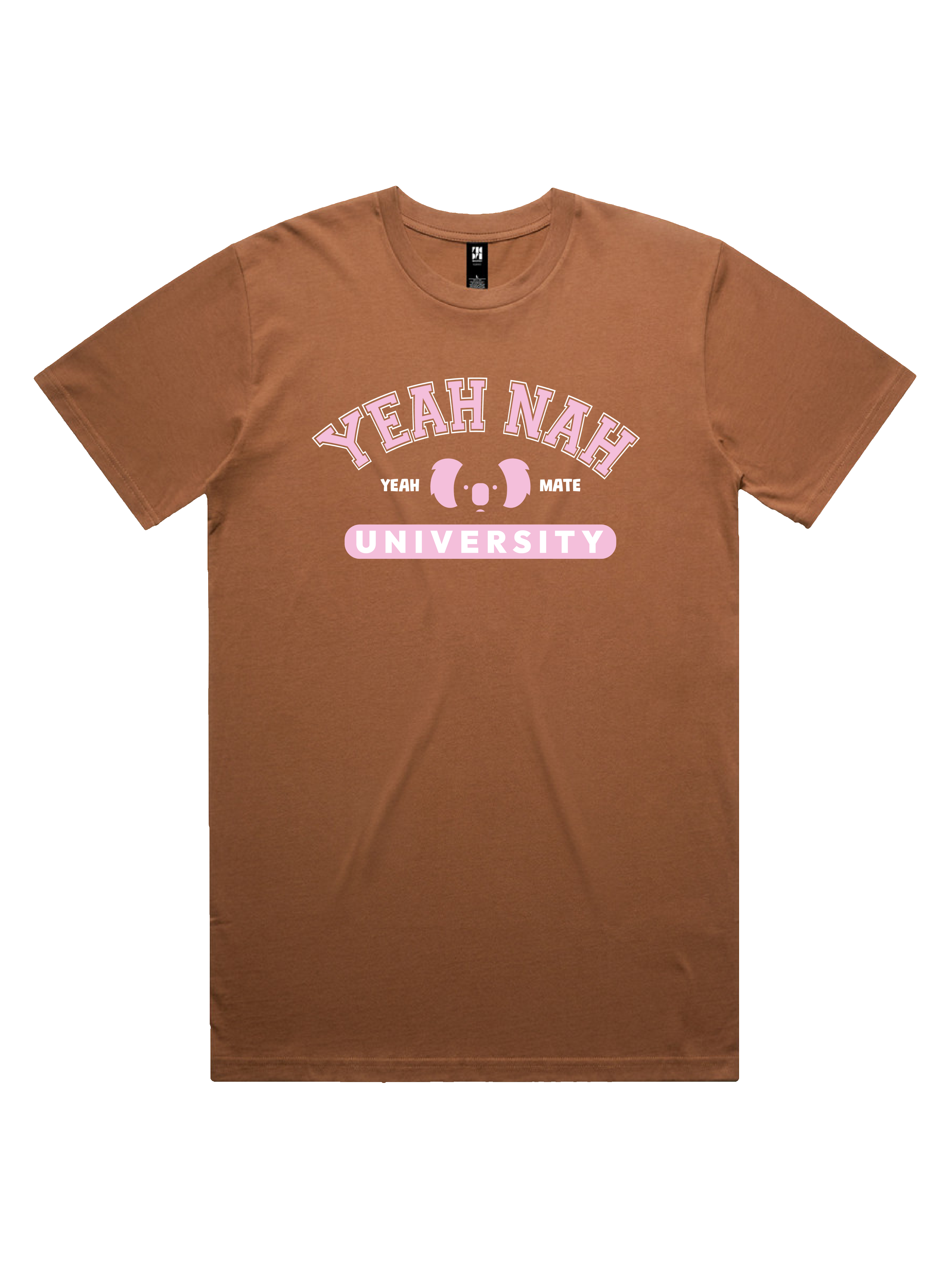 Premium Cotton Graphic T-shirt - Men's Fit - Yeah Nah University™  - Cocoa - Yeah Mate Freestyle™ Clothing 1