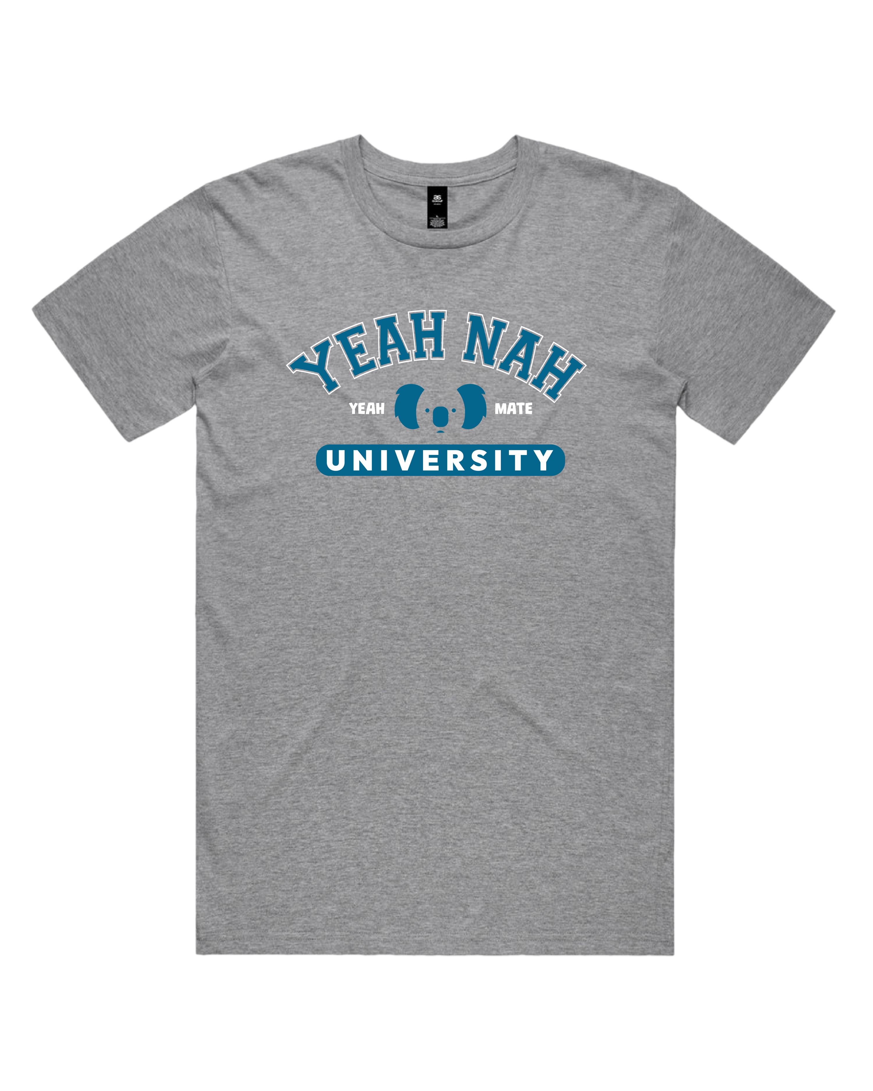 Premium Cotton Graphic T-shirt - Men's Fit - Yeah Nah University™  - Grey Marle - Yeah Mate Freestyle™ Clothing
