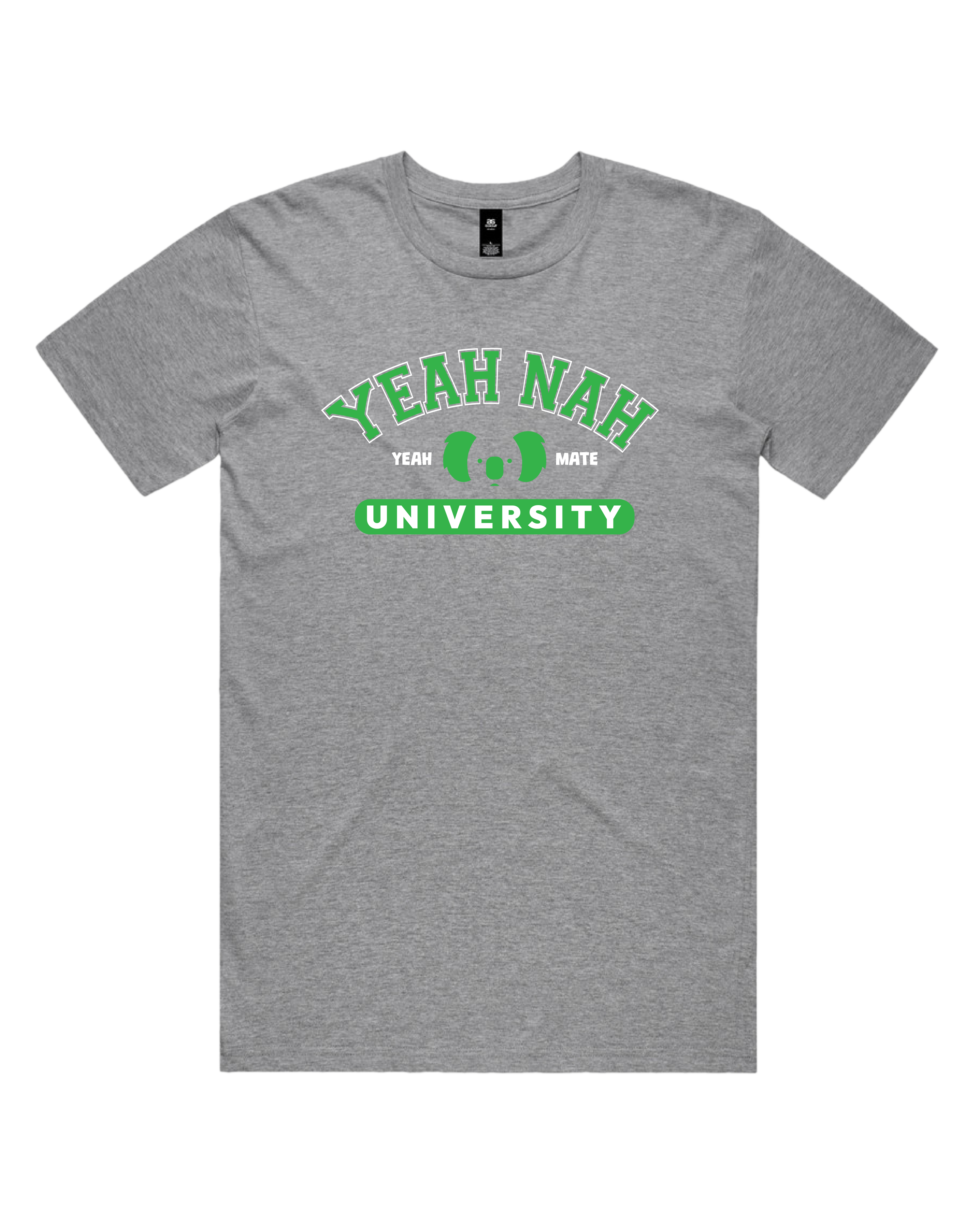 Premium Cotton Graphic T-shirt - Men's Fit - Yeah Nah University™  - Grey Marle - Yeah Mate Freestyle™ Clothing 1