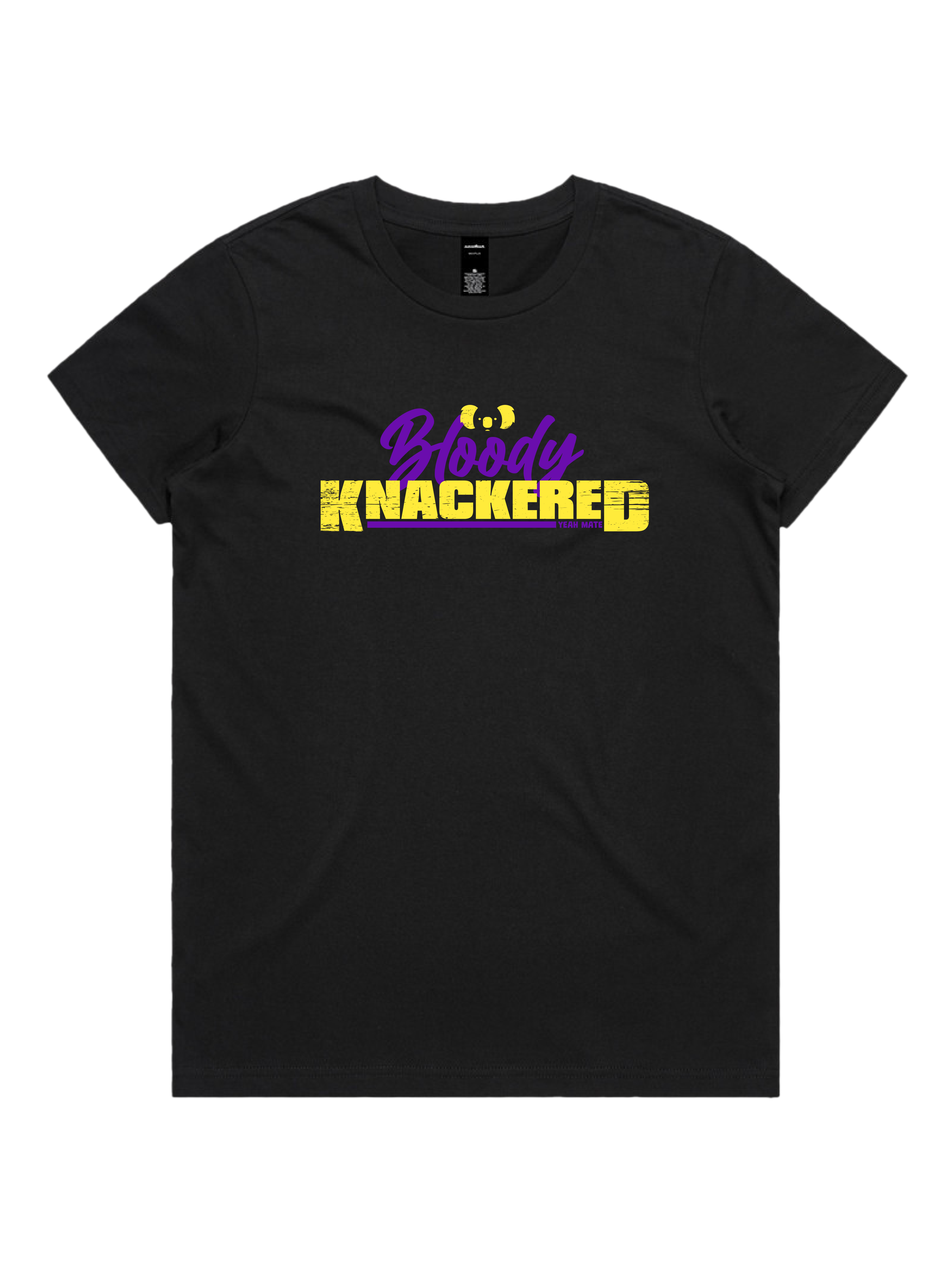 Premium Cotton Graphic T-shirt - Women's Fit - Bloody Knackered™ - Black - Yeah Mate Freestyle™ Clothing