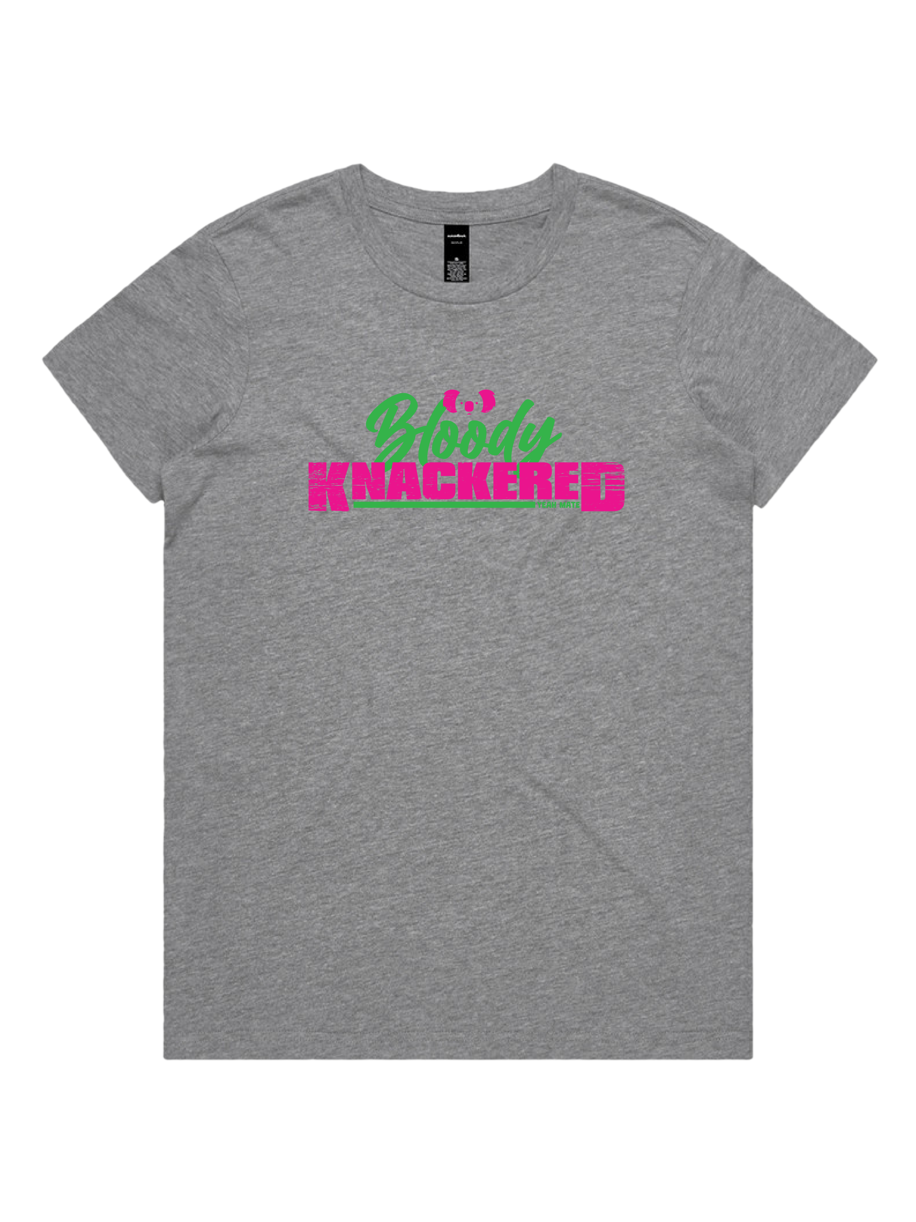 Premium Cotton Graphic T-shirt - Women's Fit - Bloody Knackered™ - Grey Marle - Yeah Mate Freestyle™ Clothing 2