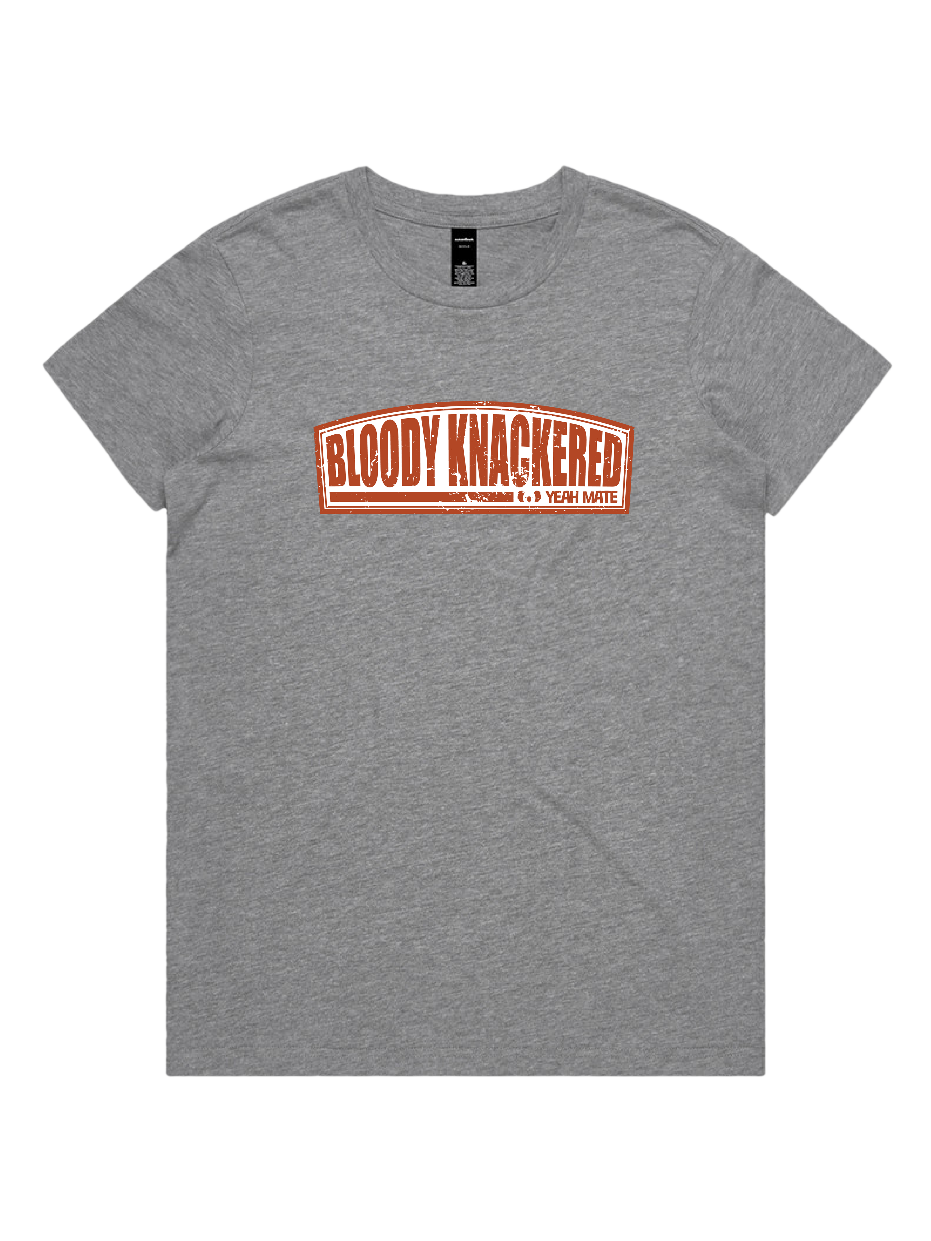 Premium Cotton Graphic T-shirt - Women's Fit - Bloody Knackered™ Badge - Grey Marle - Yeah Mate Freestyle™ Clothing 2