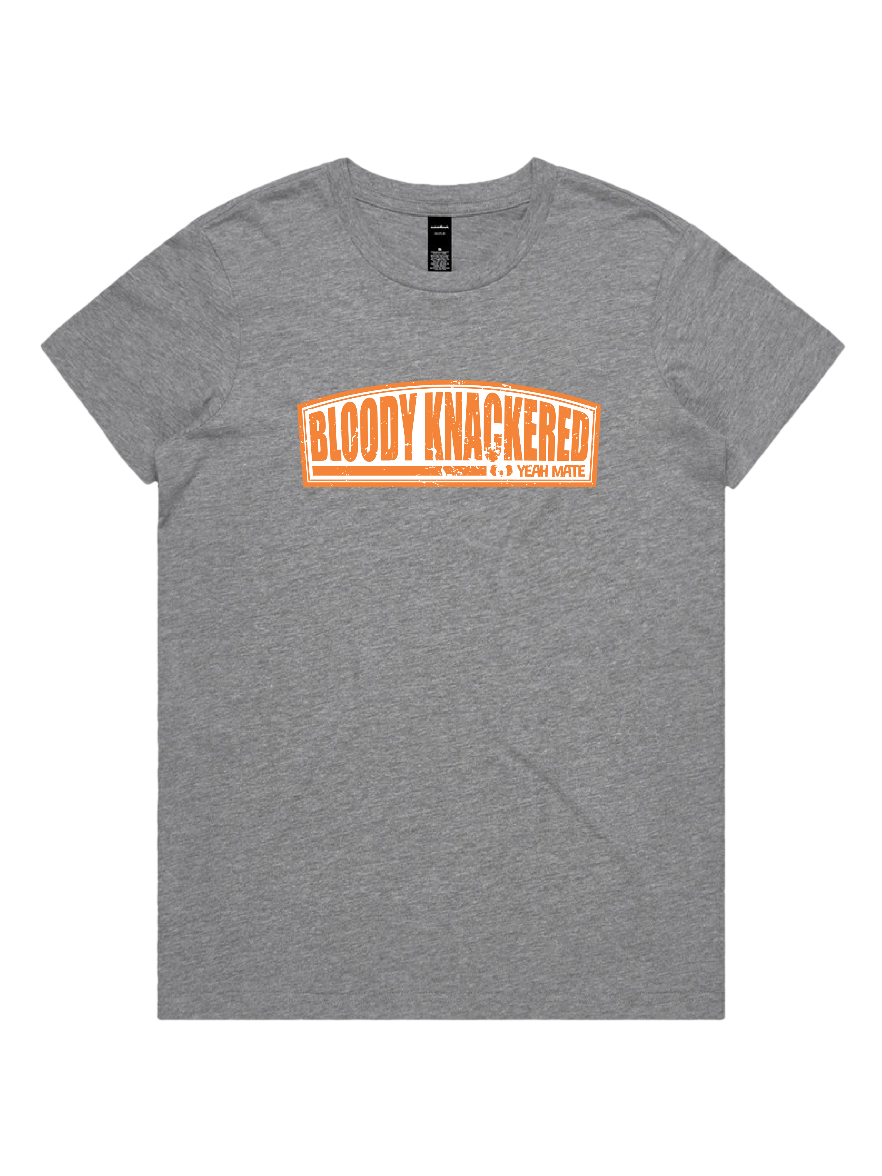 Premium Cotton Graphic T-shirt - Women's Fit - Bloody Knackered™ Badge - Grey Marle - Yeah Mate Freestyle™ Clothing 3