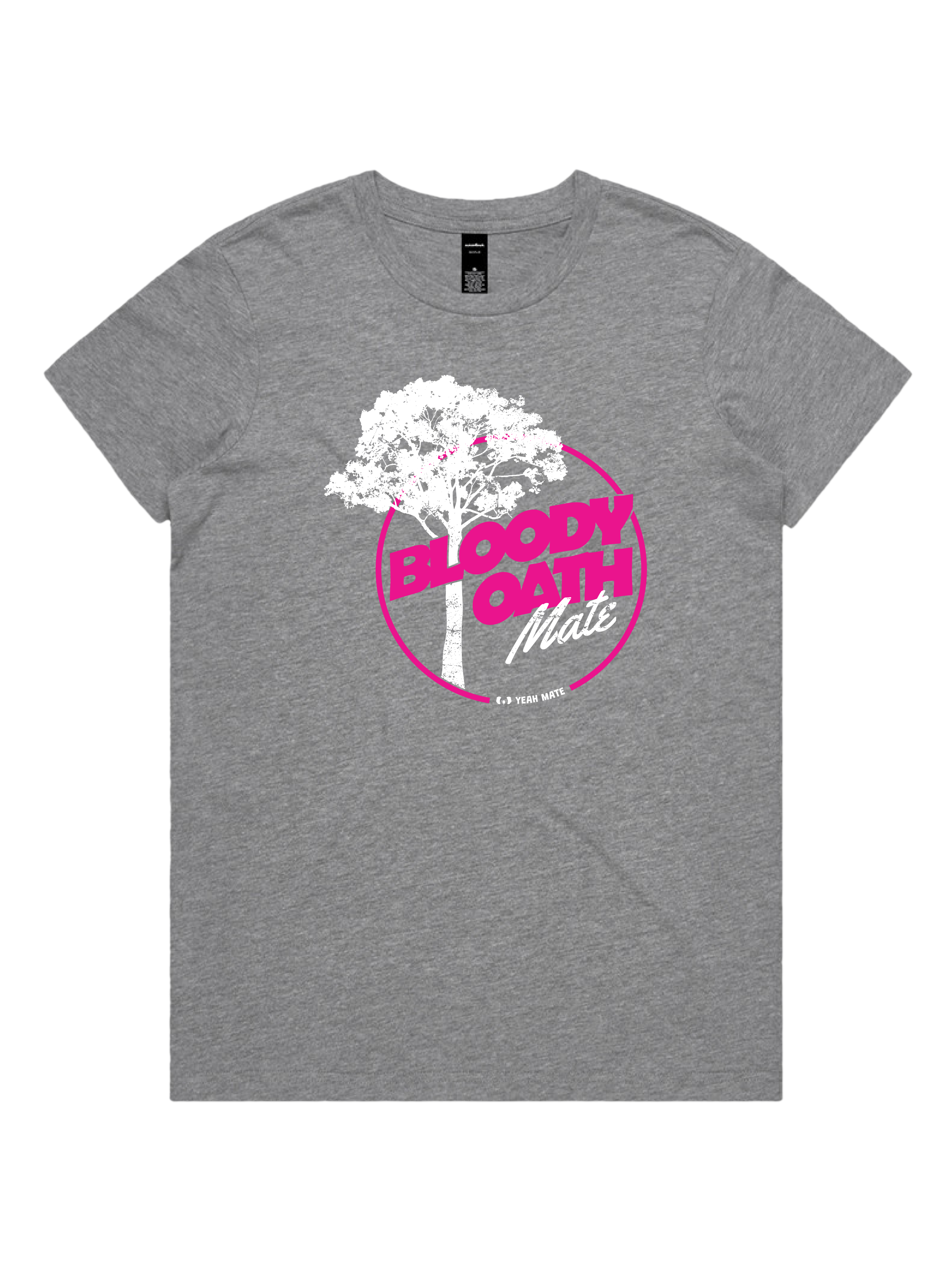 Premium Cotton Graphic T-shirt - Women's Fit - Bloody Oath Mate™ - Grey Marle - Yeah Mate Freestyle™ Clothing 1