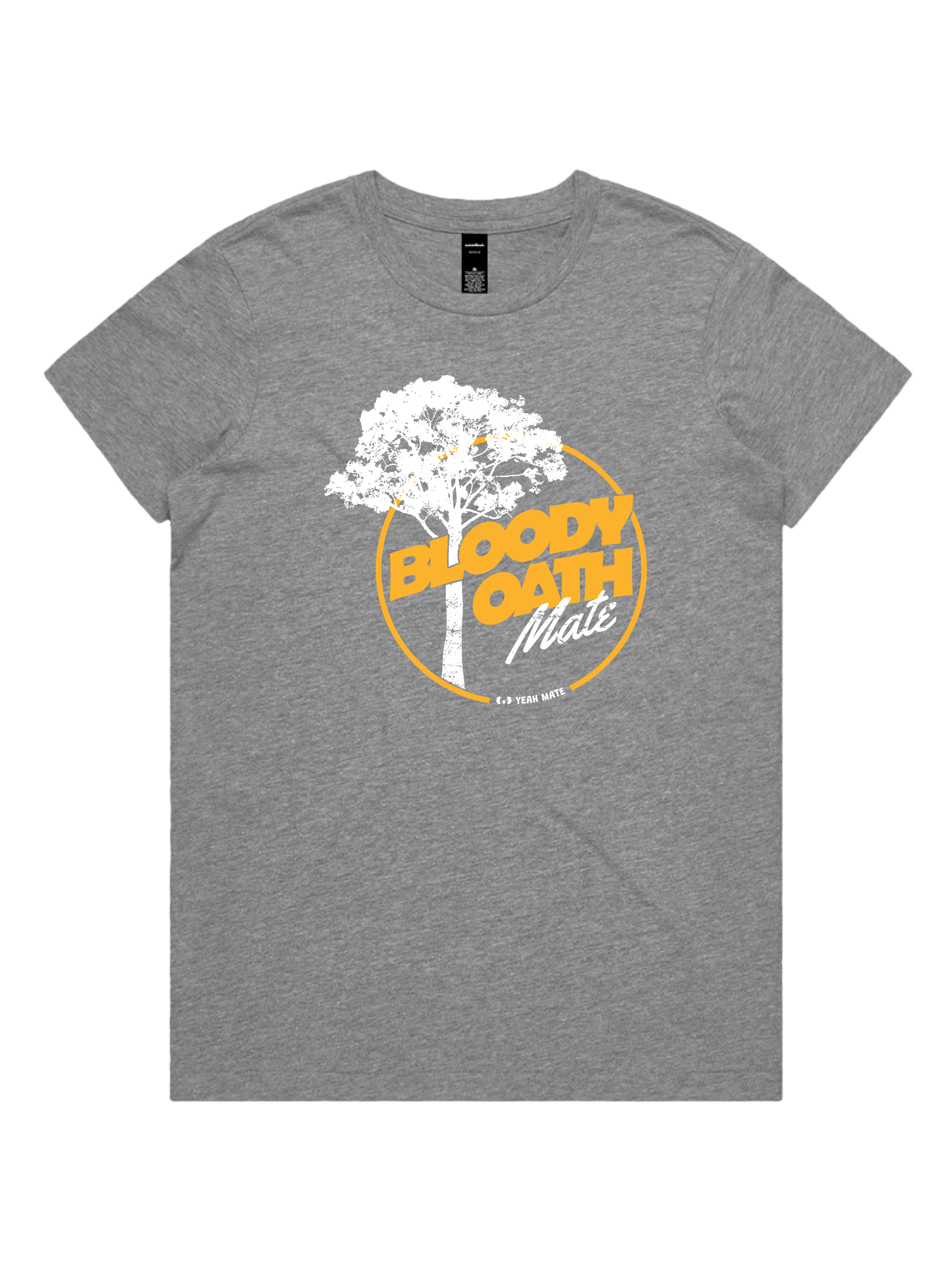 Premium Cotton Graphic T-shirt - Women's Fit - Bloody Oath Mate™ - Grey Marle - Yeah Mate Freestyle™ Clothing 2