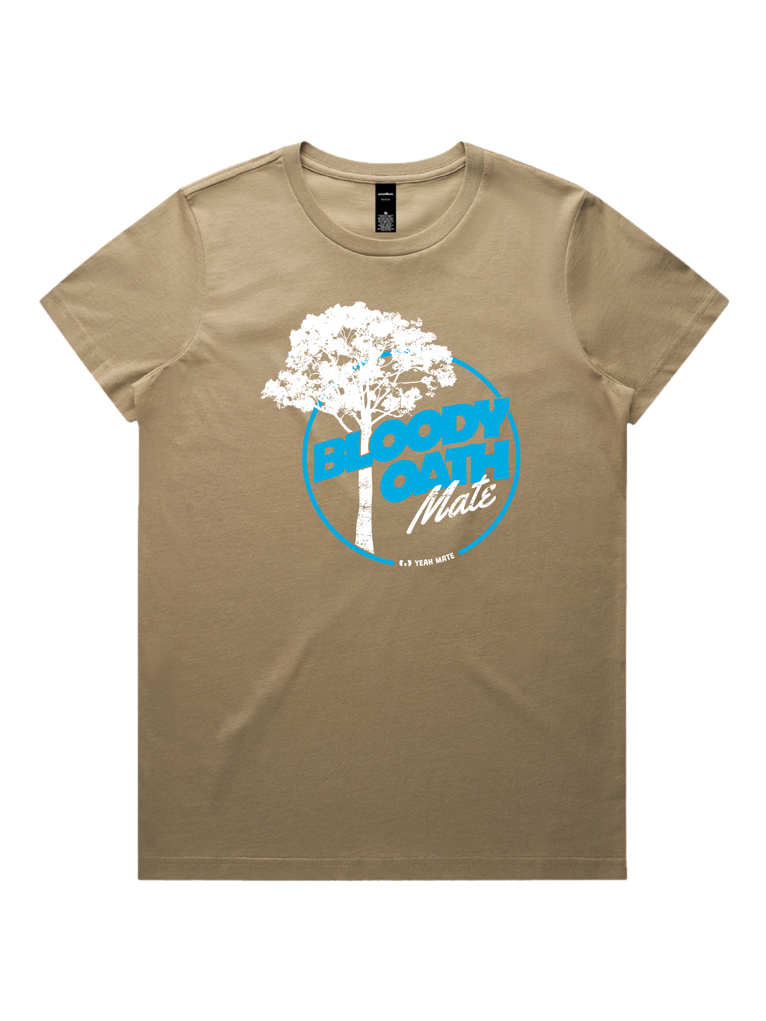 Premium Cotton Graphic T-shirt - Women's Fit - Bloody Oath Mate™ - Sand - Yeah Mate Freestyle™ Clothing 1