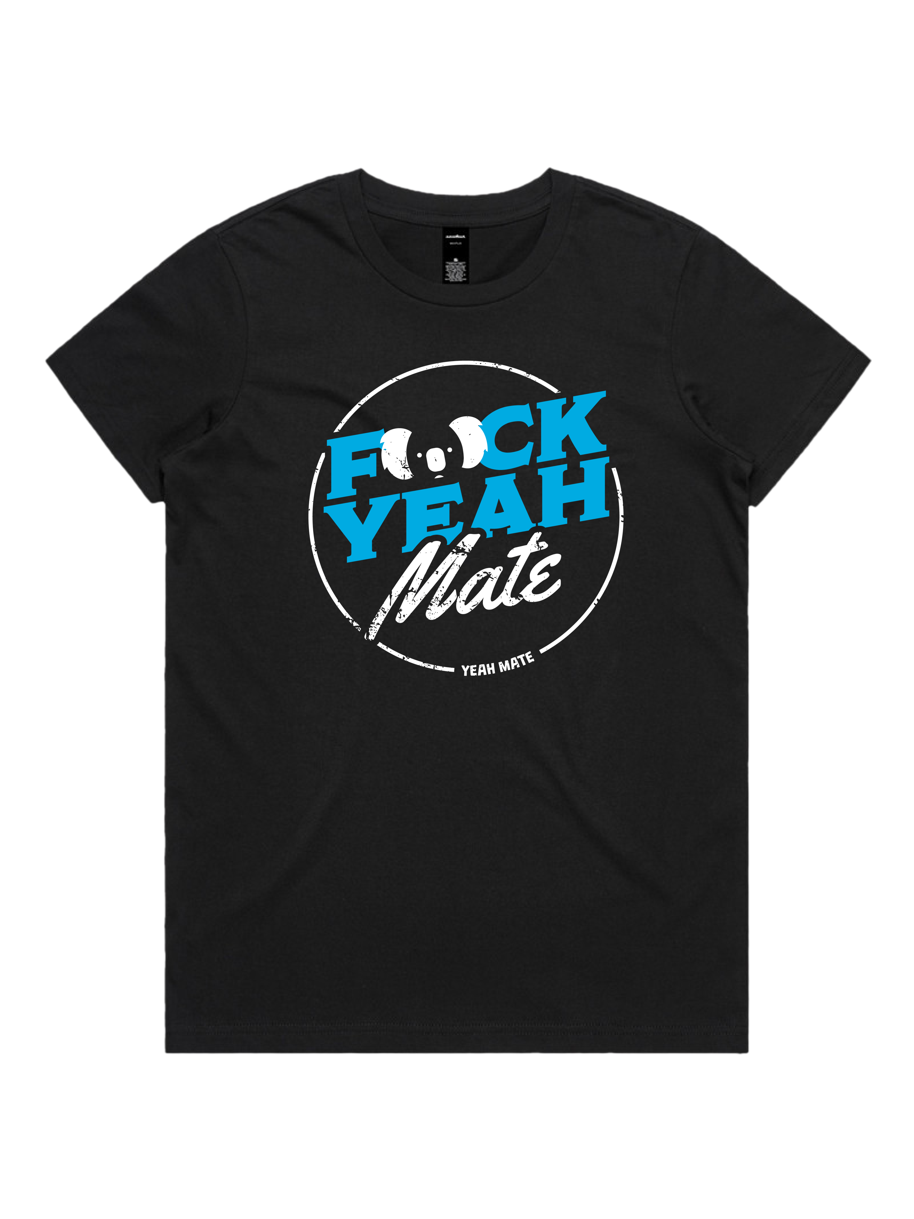 Premium Cotton Graphic T-shirt - Women's Fit - F🐨ck Yeah Mate™  - Black - Yeah Mate Freestyle™ Clothing
