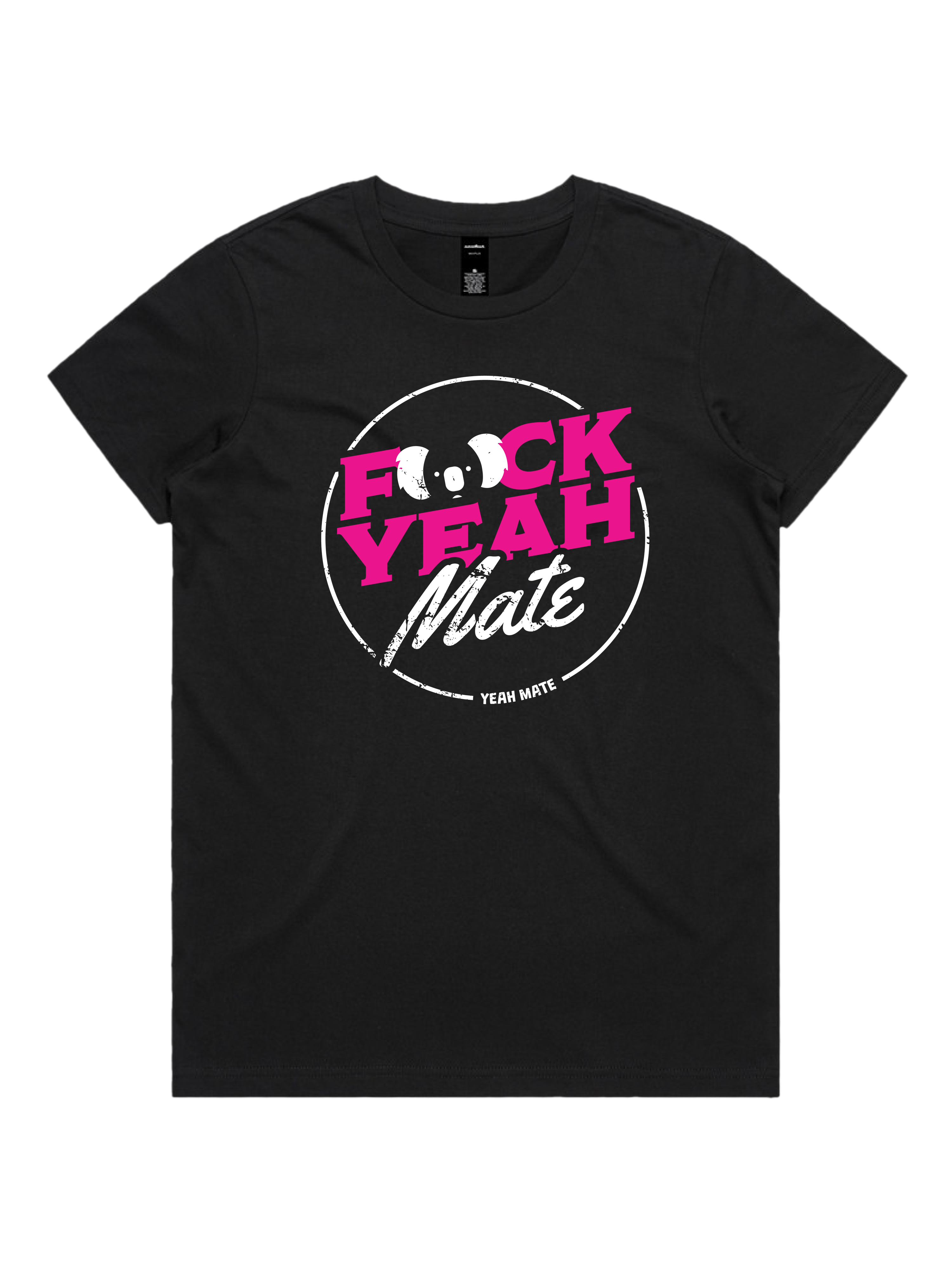 Premium Cotton Graphic T-shirt - Women's Fit - F🐨ck Yeah Mate™  - Black - Yeah Mate Freestyle™ Clothing 1