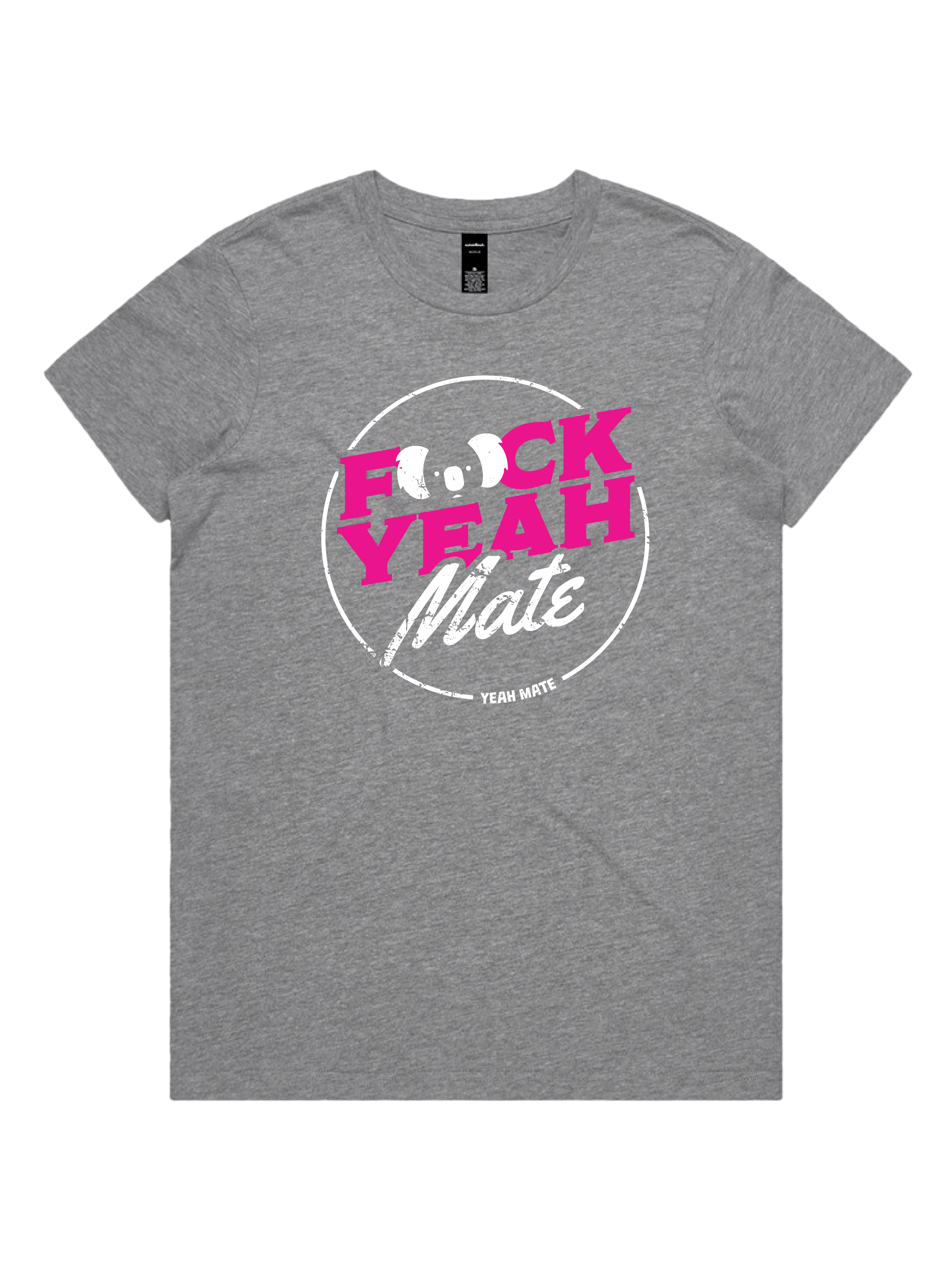 Premium Cotton Graphic T-shirt - Women's Fit - F🐨ck Yeah Mate™  - Grey Marle - Yeah Mate Freestyle™ Clothing