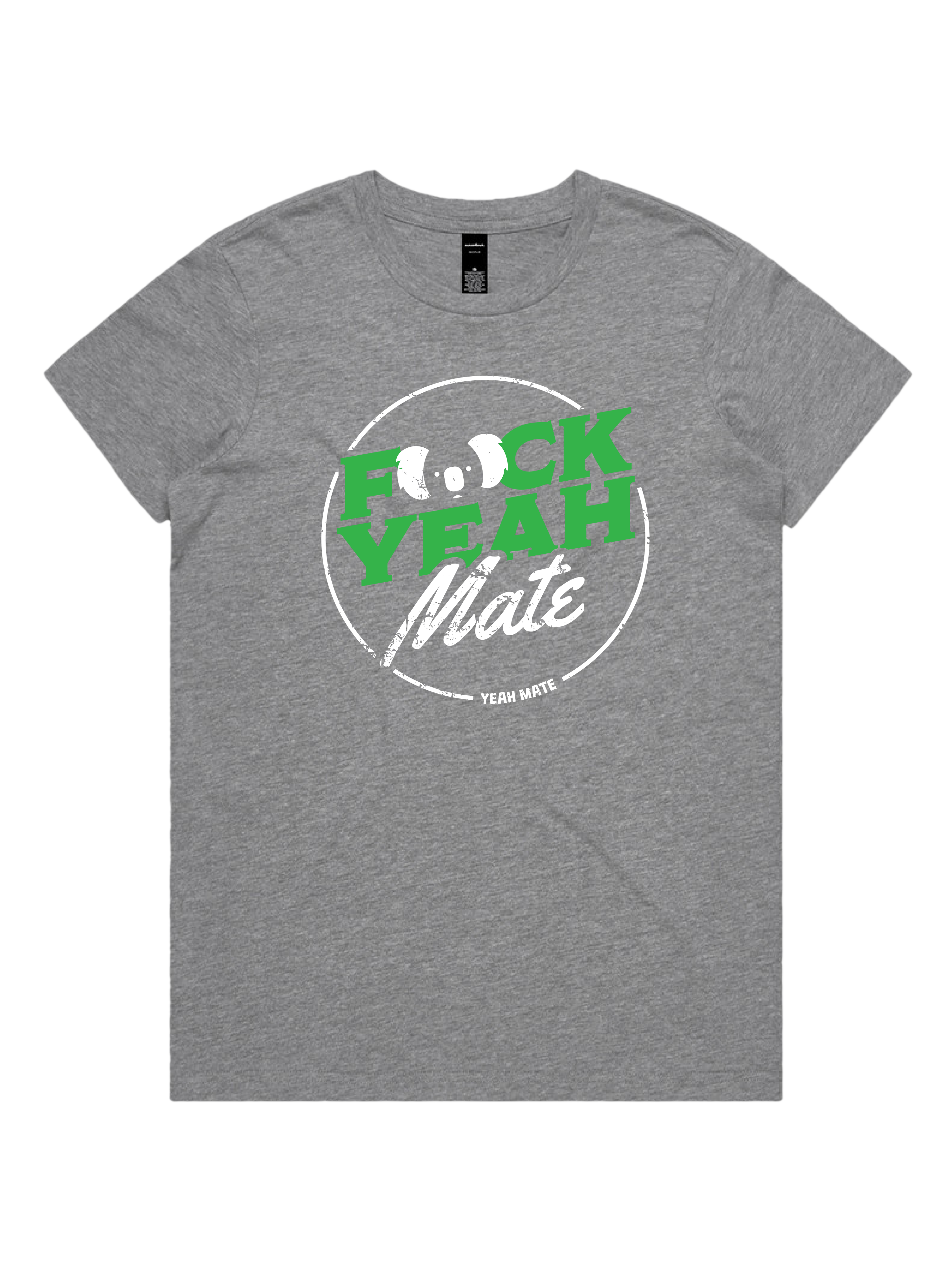 Premium Cotton Graphic T-shirt - Women's Fit - F🐨ck Yeah Mate™  - Grey Marle - Yeah Mate Freestyle™ Clothing 1