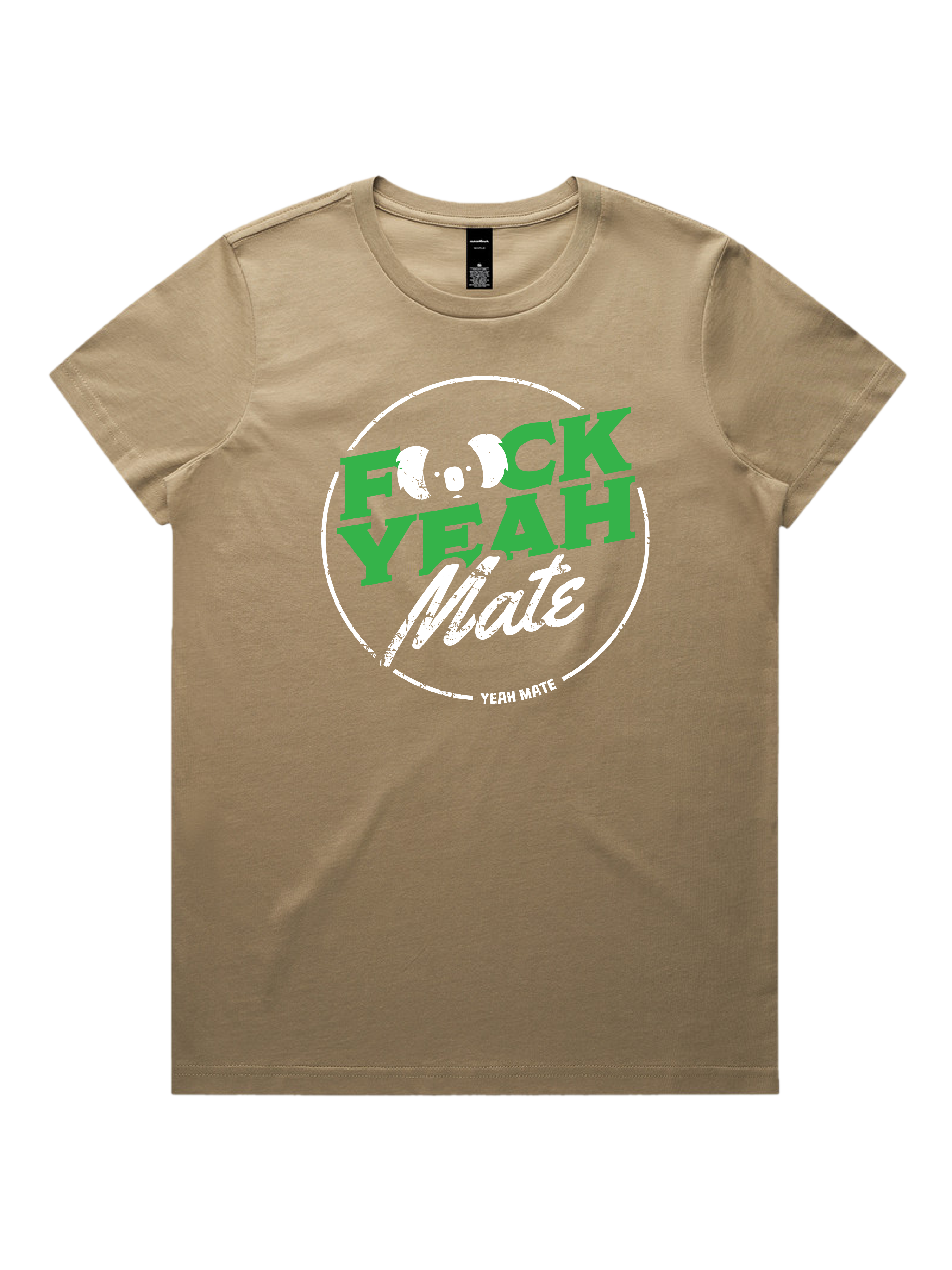 Premium Cotton Graphic T-shirt - Women's Fit - F🐨ck Yeah Mate™  - Sand - Yeah Mate Freestyle™ Clothing 1