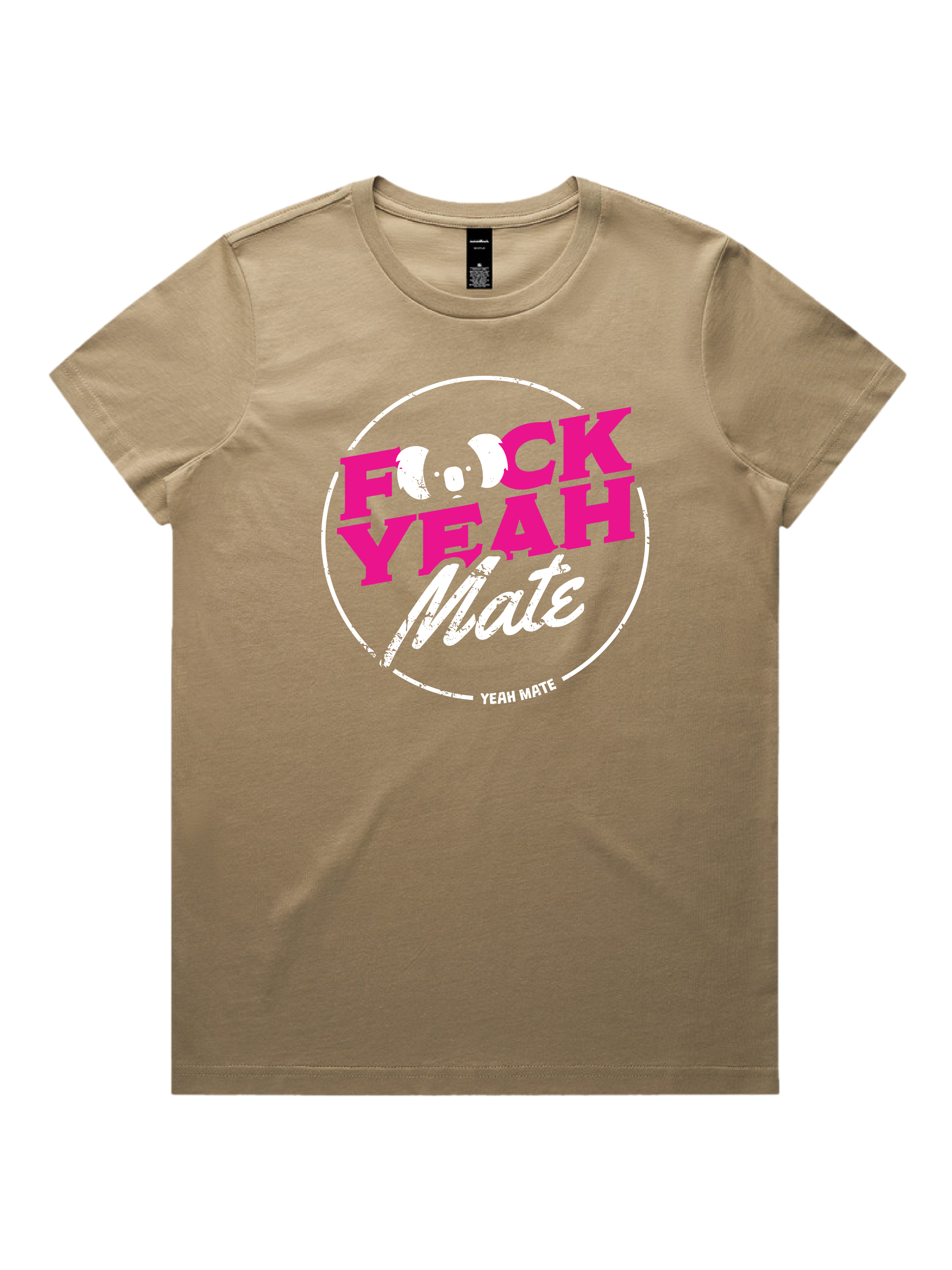 Premium Cotton Graphic T-shirt - Women's Fit - F🐨ck Yeah Mate™  - Sand - Yeah Mate Freestyle™ Clothing 2
