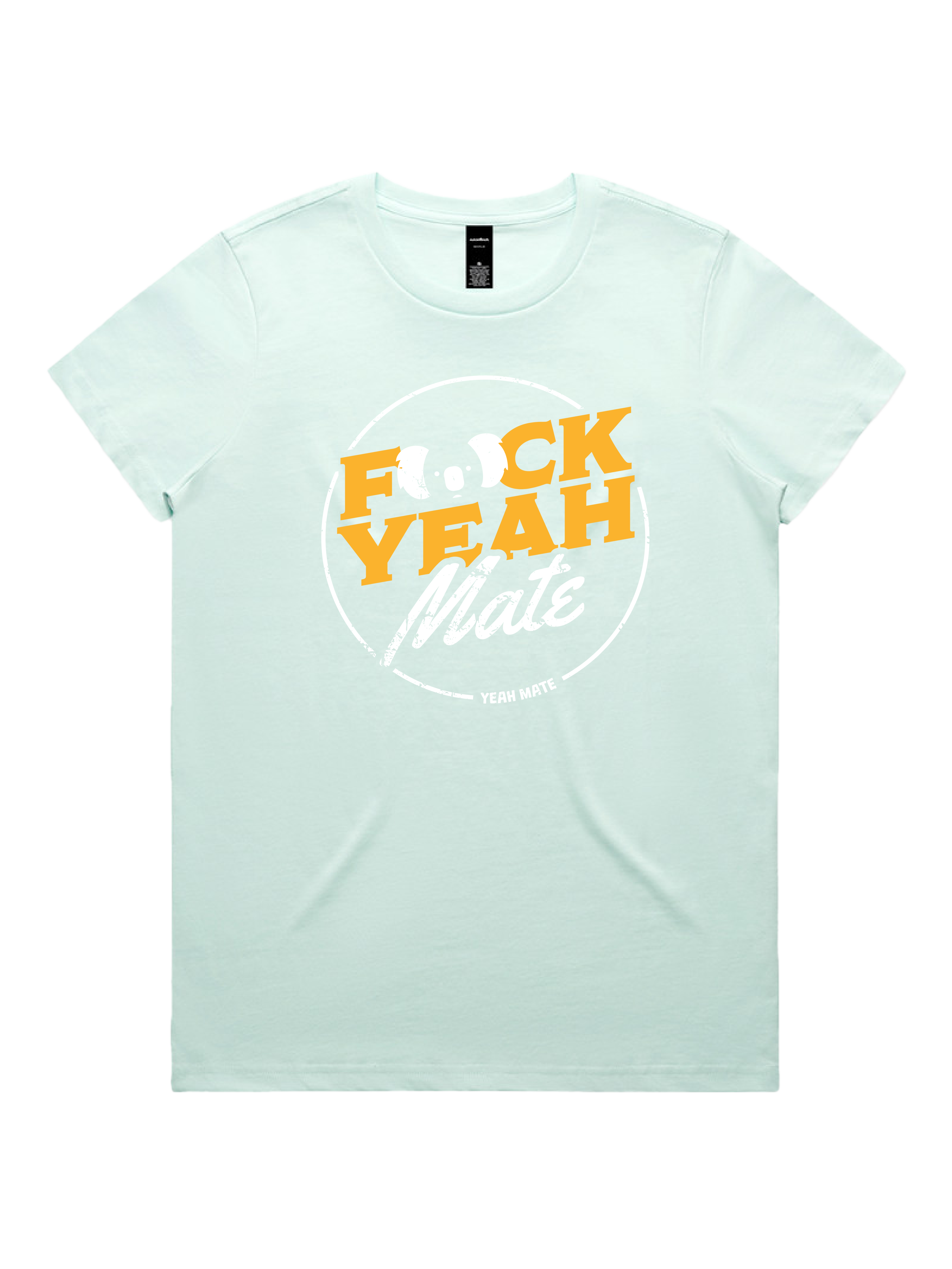 Premium Cotton Graphic T-shirt - Women's Fit - F🐨ck Yeah Mate™  - Seafoam - Yeah Mate Freestyle™ Clothing