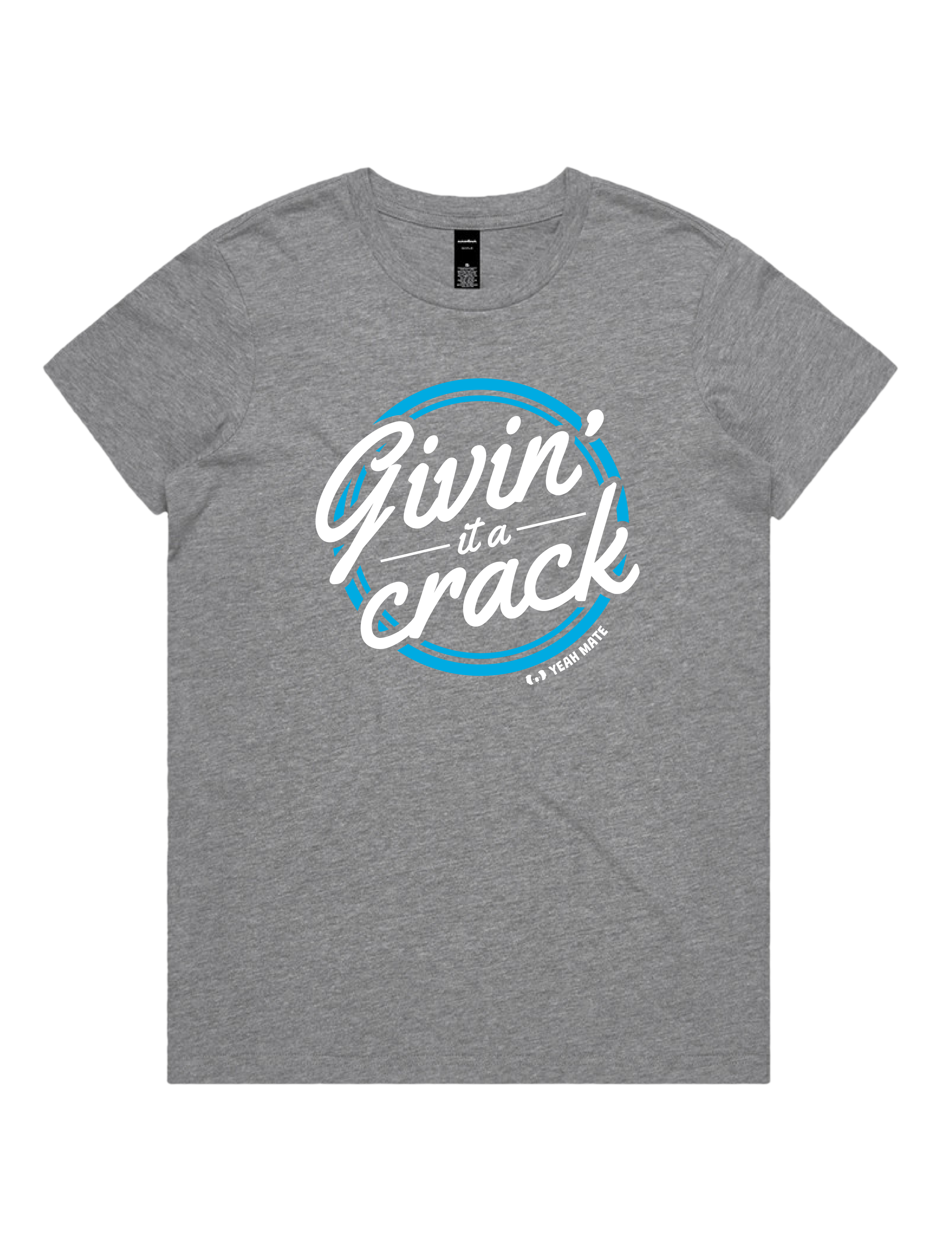 Premium Cotton Graphic T-shirt - Women's Fit - Givin it a Crack™ - Grey Marle - Yeah Mate Freestyle™ Clothing
