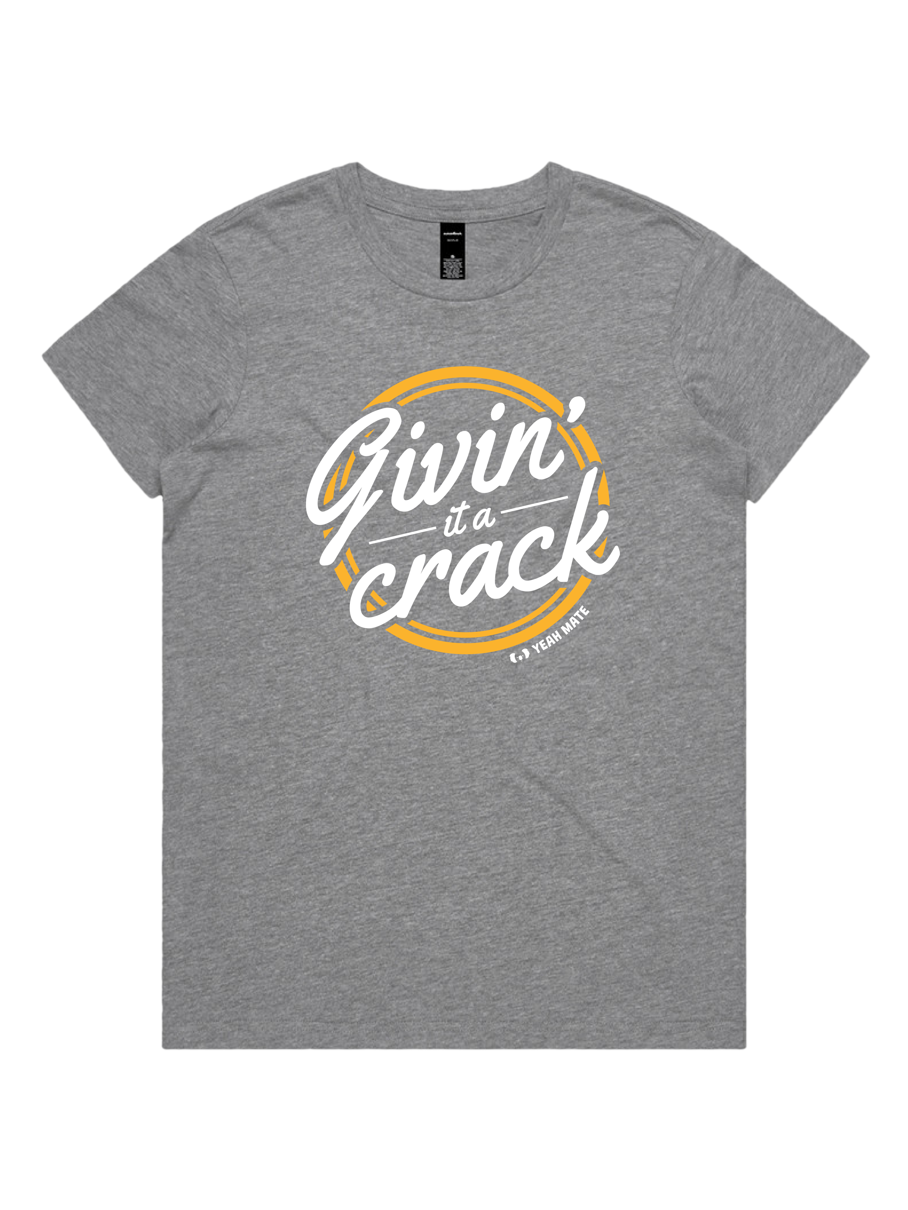 Premium Cotton Graphic T-shirt - Women's Fit - Givin it a Crack™ - Grey Marle - Yeah Mate Freestyle™ Clothing 3