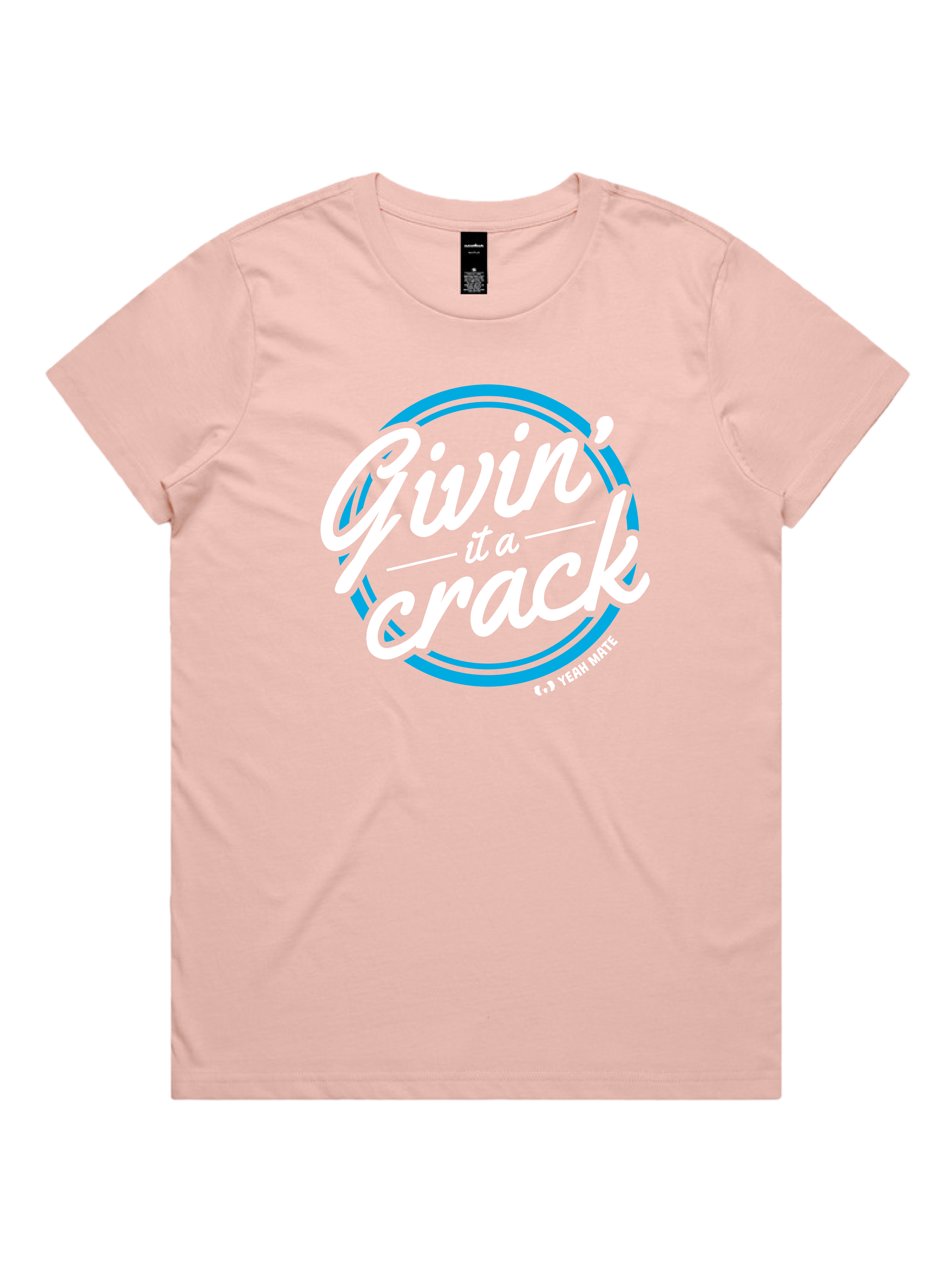 Premium Cotton Graphic T-shirt - Women's Fit - Givin it a Crack™ - Pink - Yeah Mate Freestyle™ Clothing
1
