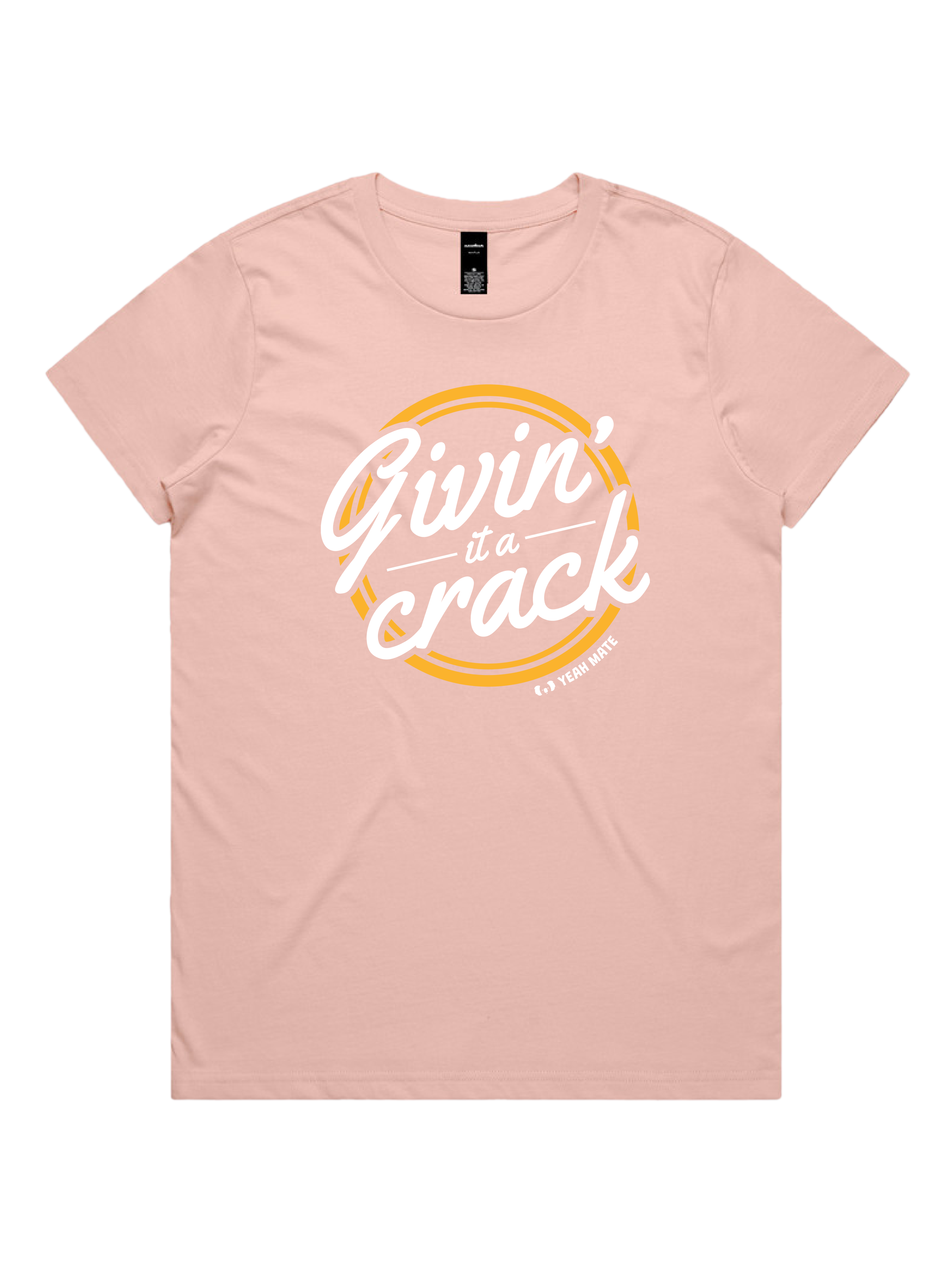 Premium Cotton Graphic T-shirt - Women's Fit - Givin it a Crack™ - Pink - Yeah Mate Freestyle™ Clothing
2